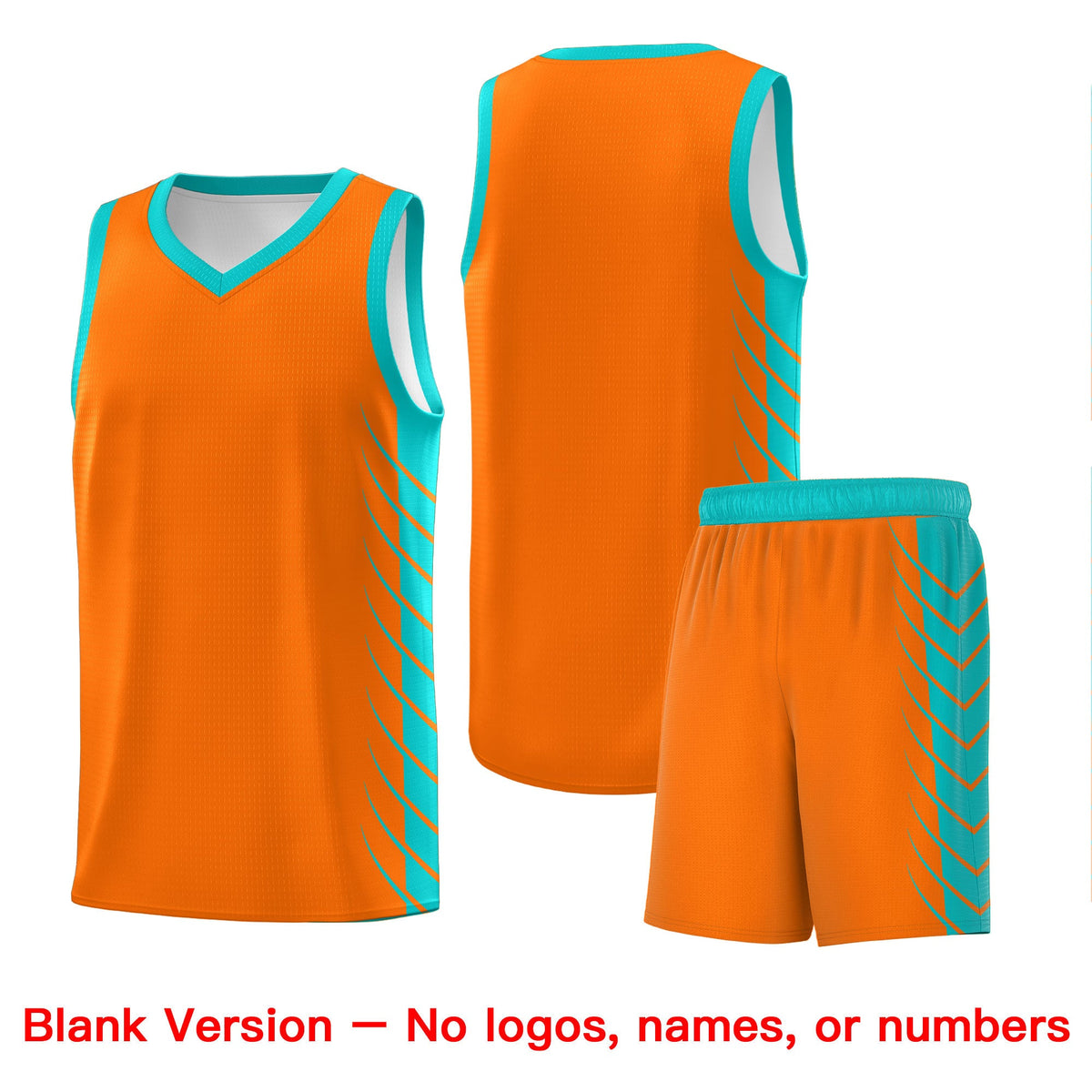 Custom Orange Aqua Personalized Side Symmetrical Line Pattern Sports Uniform Basketball Jersey