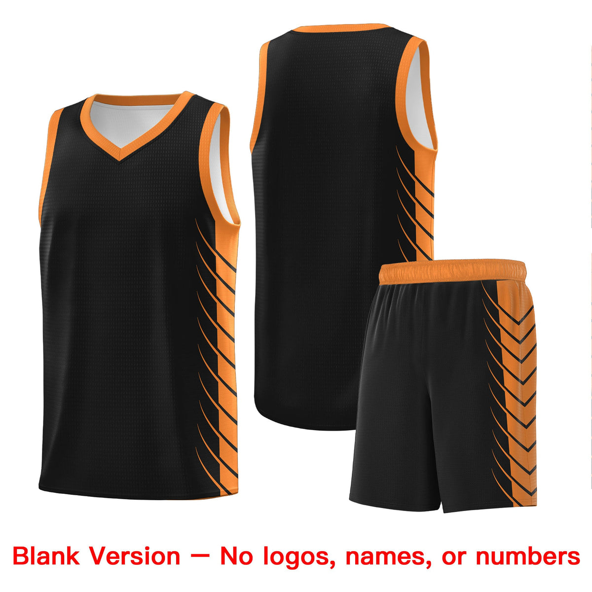 Custom Black Gold Orange Personalized Side Symmetrical Line Pattern Sports Uniform Basketball Jersey