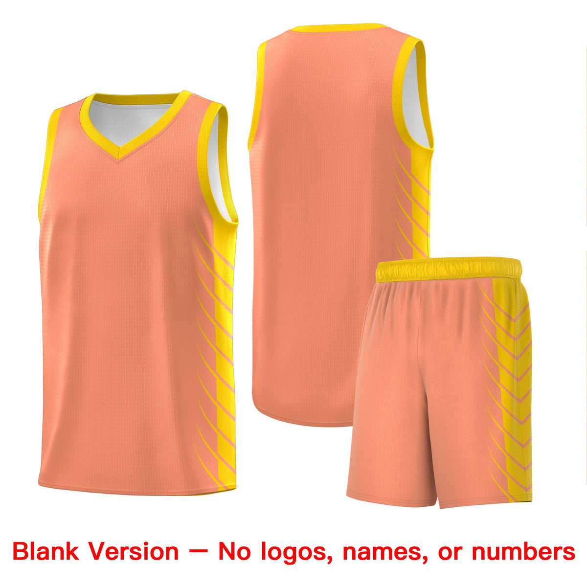 Custom Light Orange Gold Personalized Side Symmetrical Line Pattern Sports Uniform Basketball Jersey