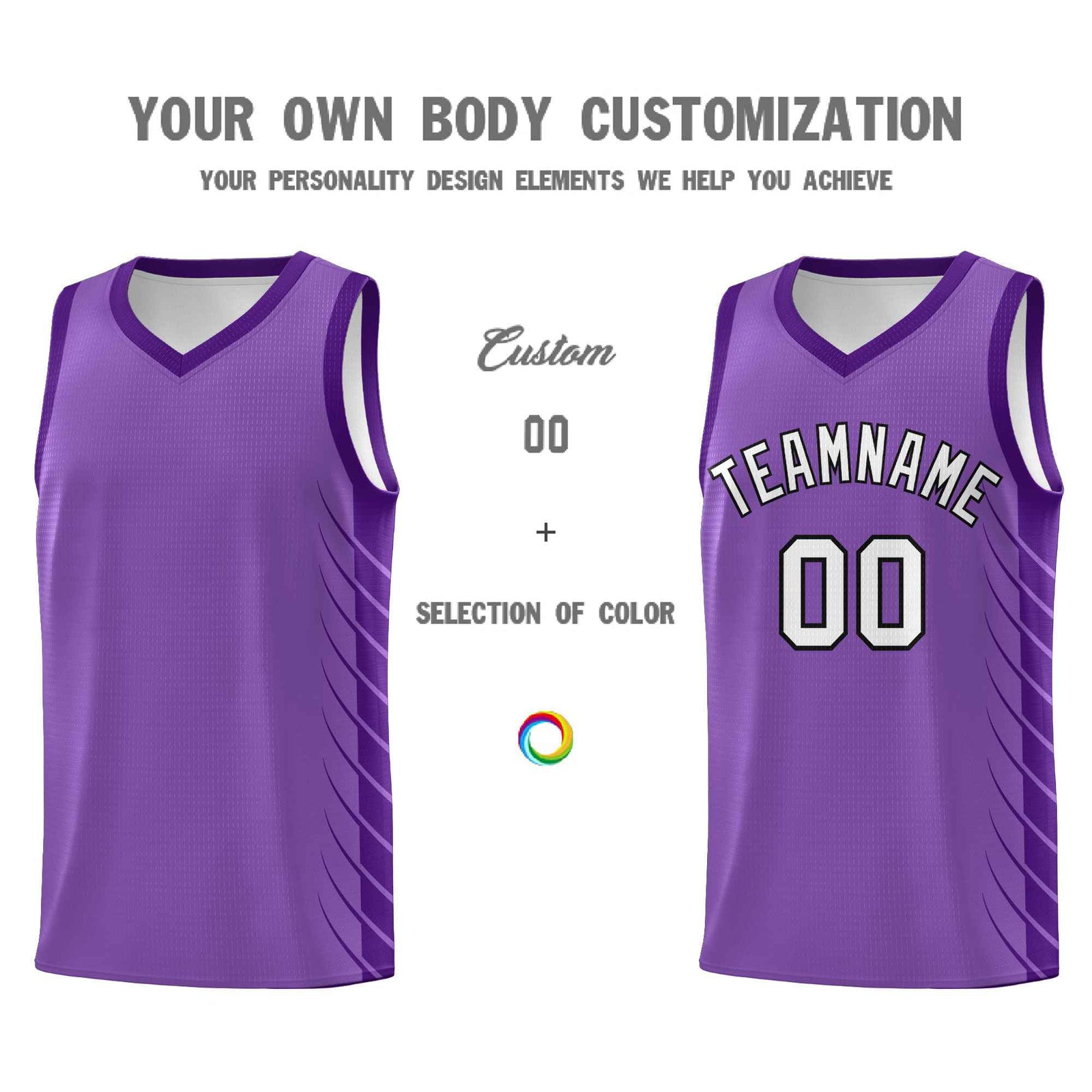 Custom Light Purple Purple Personalized Side Symmetrical Line Pattern Sports Uniform Basketball Jersey
