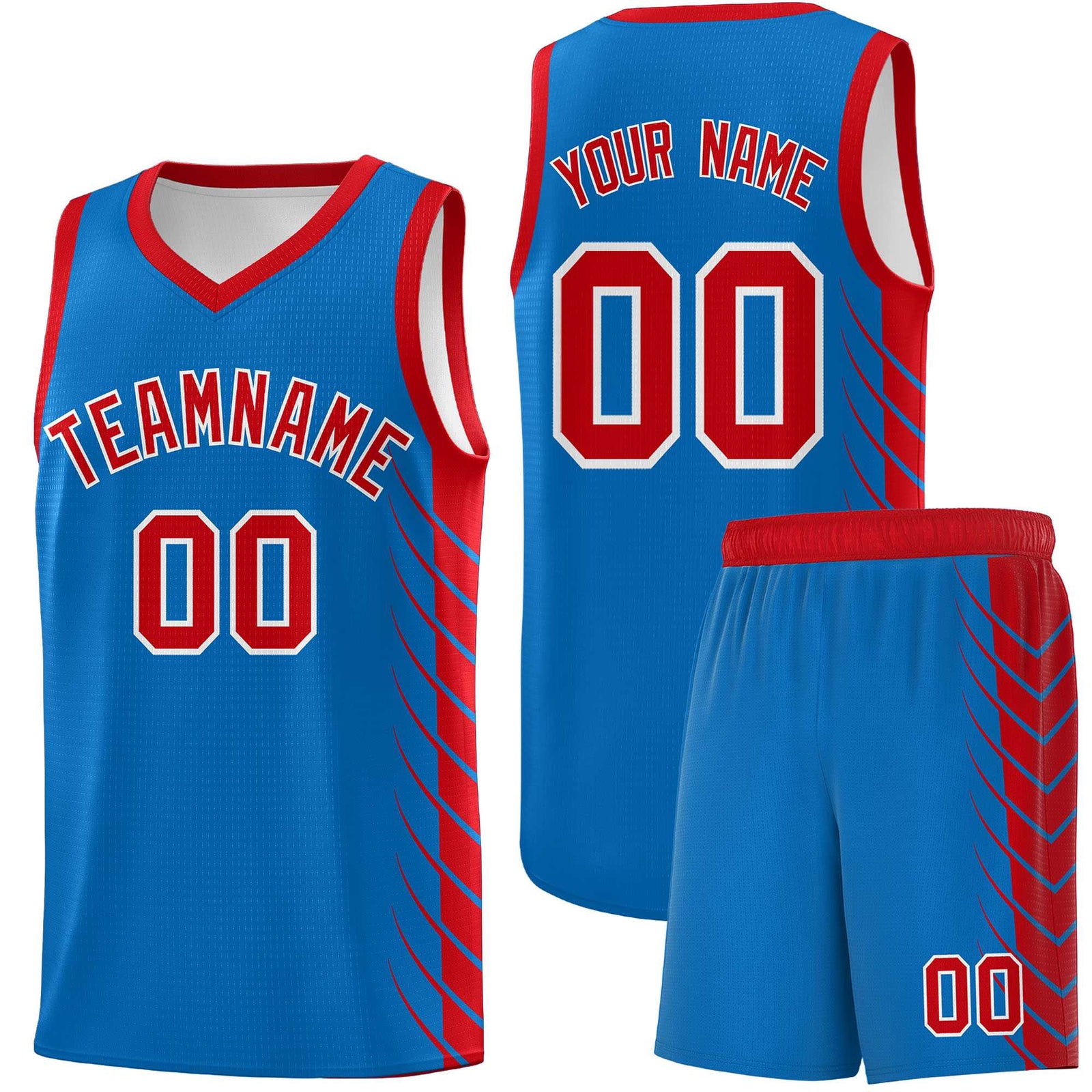 Custom Royal Red Personalized Side Symmetrical Line Pattern Sports Uniform Basketball Jersey