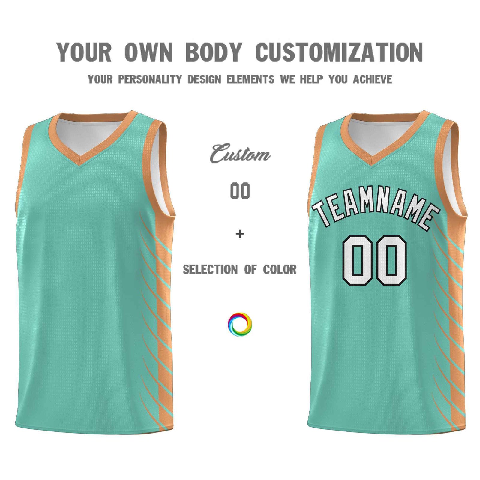 Custom Bright Green Buckskin Brown Personalized Side Symmetrical Line Pattern Sports Uniform Basketball Jersey