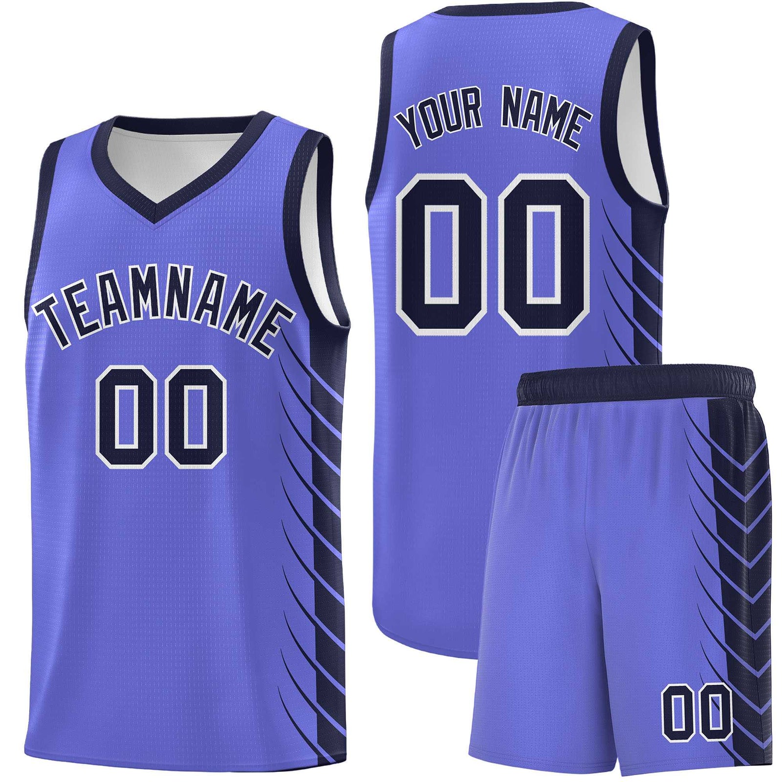 Custom Purple Navy Personalized Side Symmetrical Line Pattern Sports Uniform Basketball Jersey
