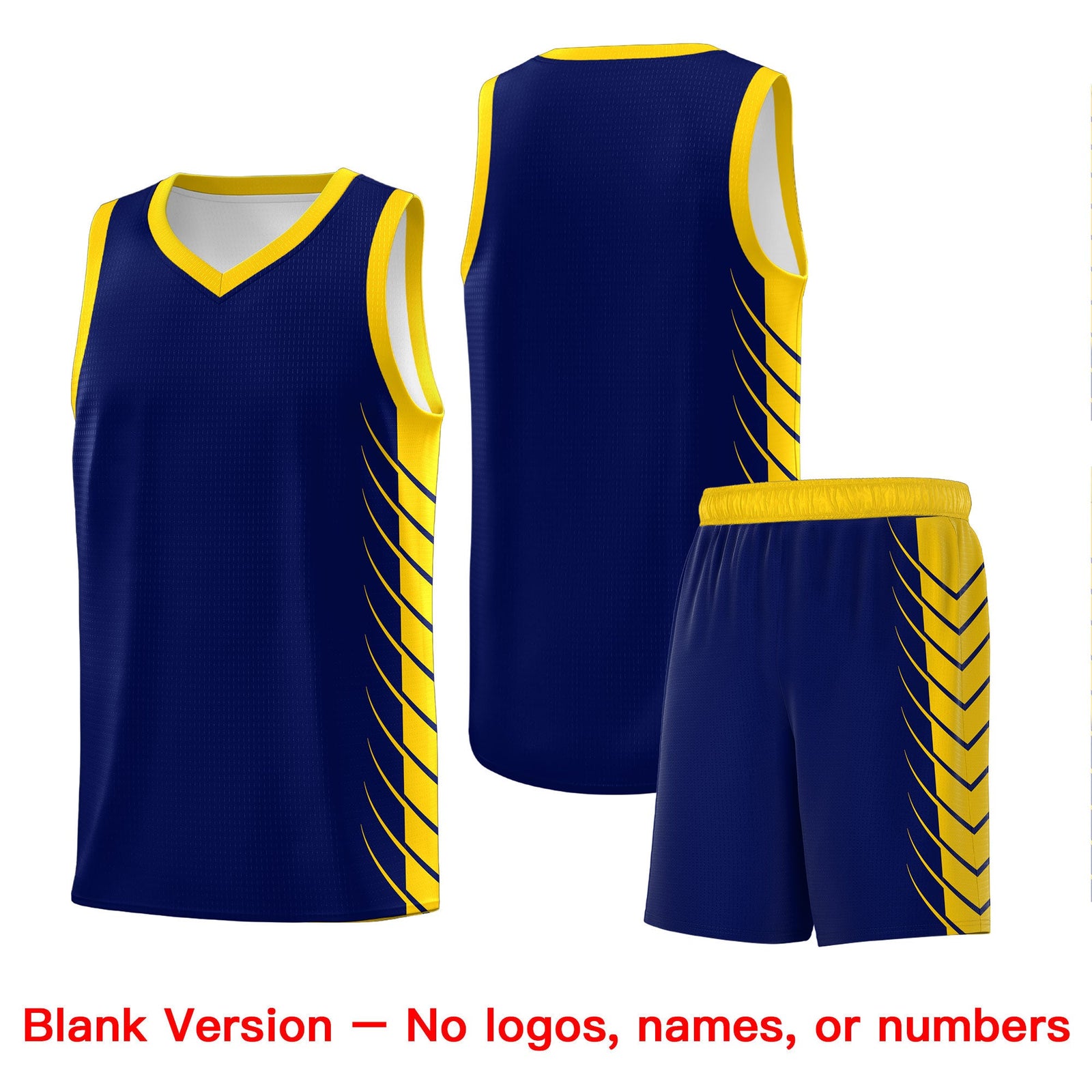 Custom Navy Gold Personalized Side Symmetrical Line Pattern Sports Uniform Basketball Jersey