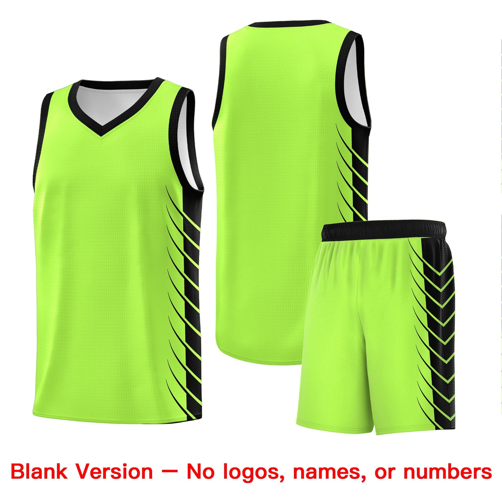 Custom Fluorescent Green Black Personalized Side Symmetrical Line Pattern Sports Uniform Basketball Jersey