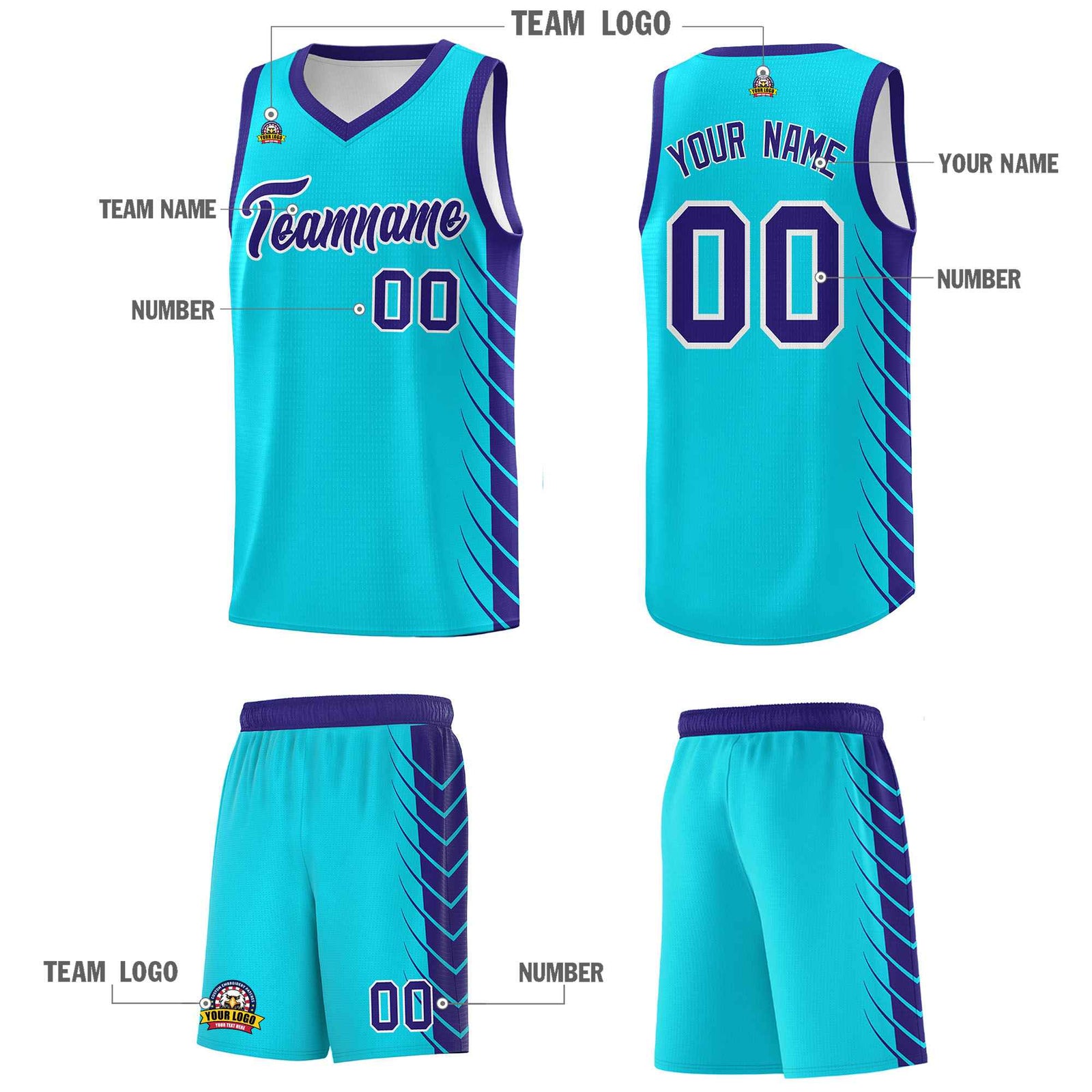 Custom Sky Blue Royal Personalized Side Symmetrical Line Pattern Sports Uniform Basketball Jersey