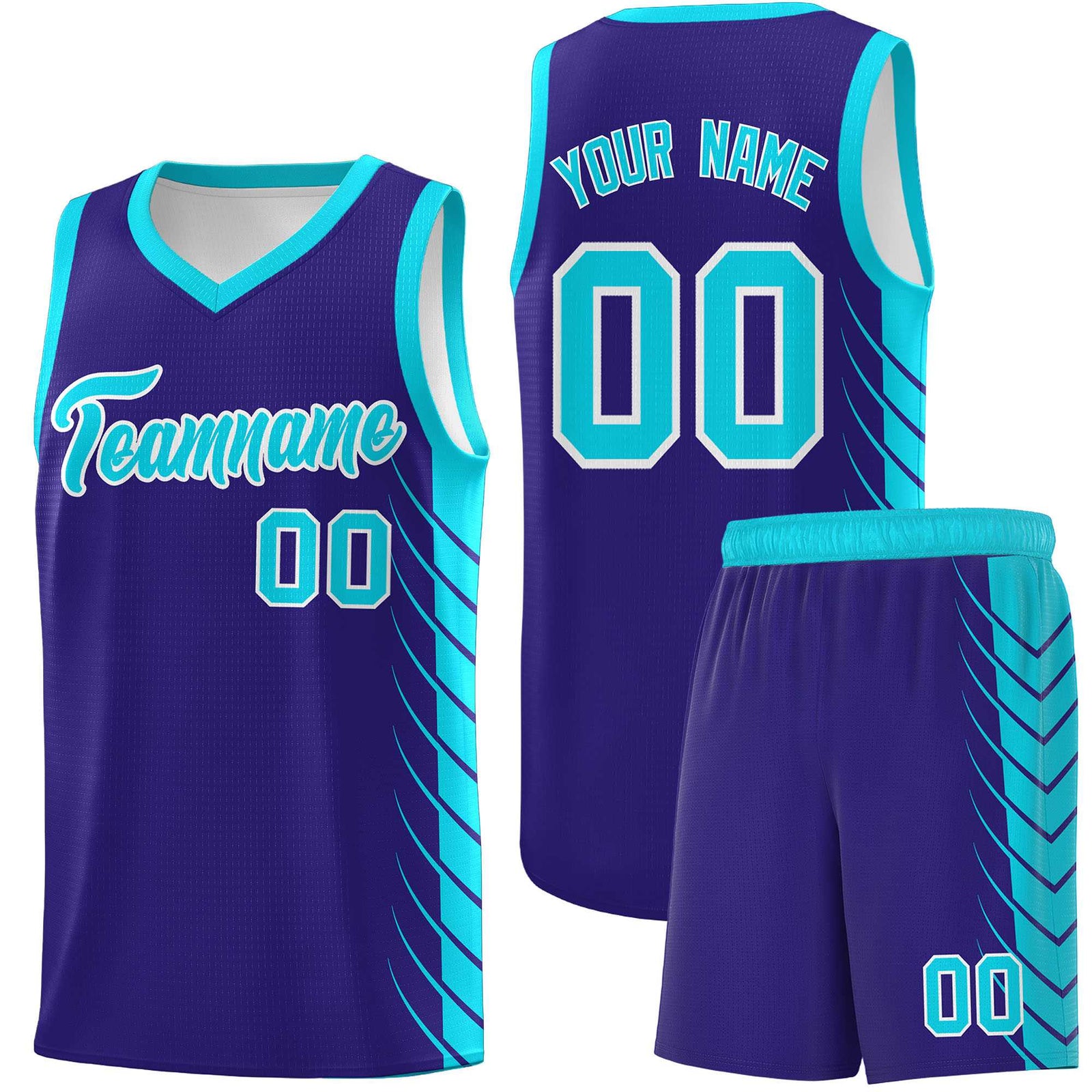 Custom Royal Sky Blue Personalized Side Symmetrical Line Pattern Sports Uniform Basketball Jersey