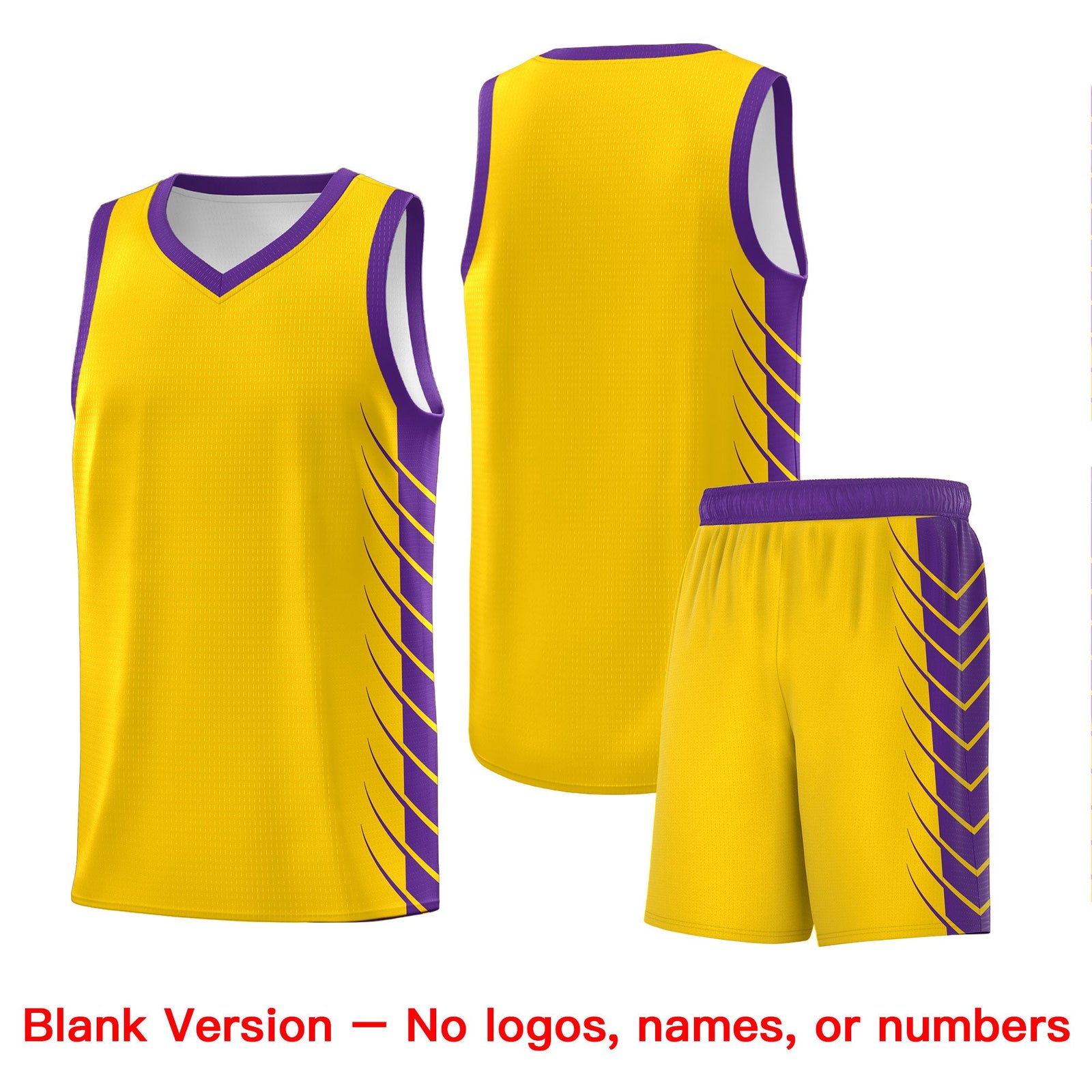 Custom Gold Purple Personalized Side Symmetrical Line Pattern Sports Uniform Basketball Jersey