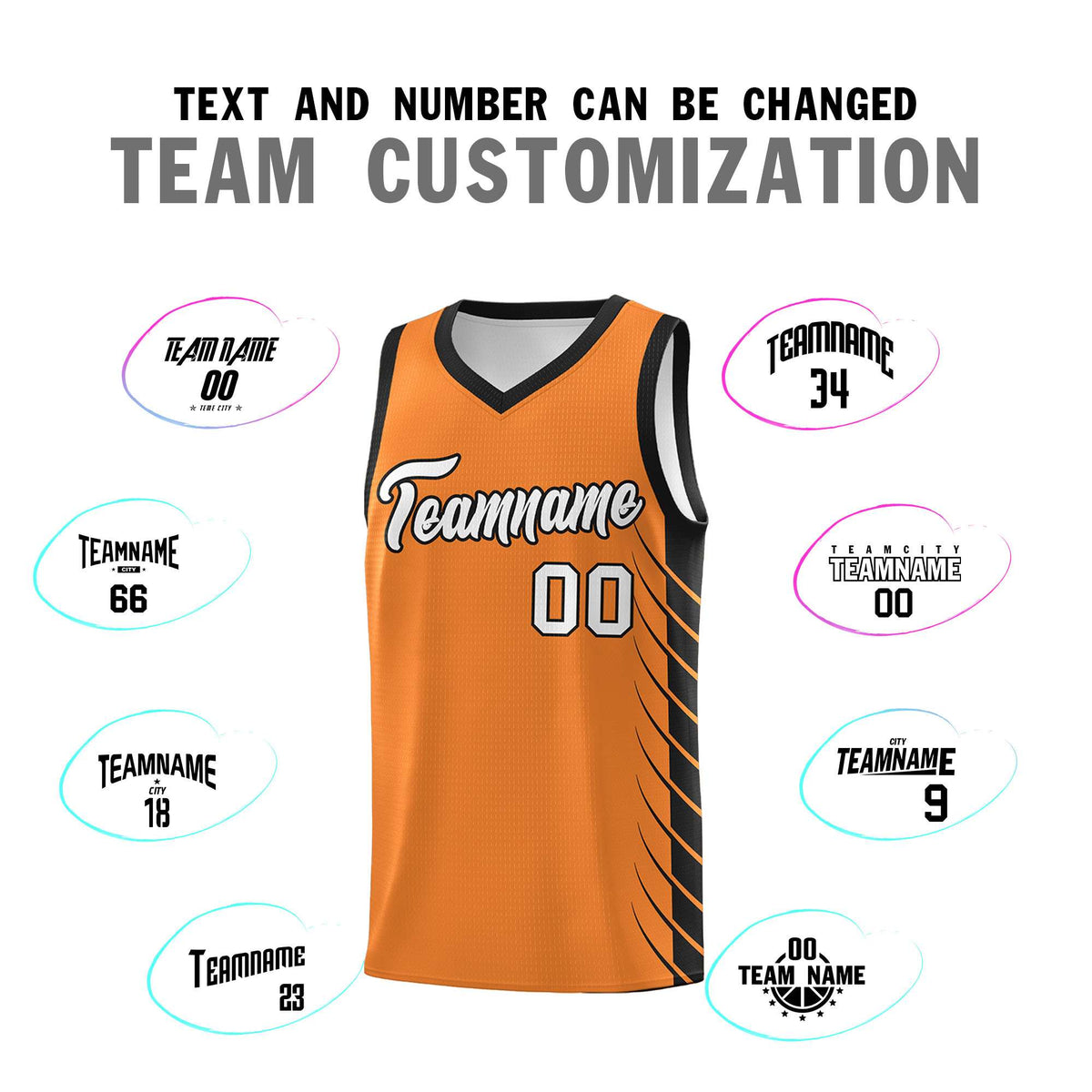 Custom Gold Orange Black Personalized Side Symmetrical Line Pattern Sports Uniform Basketball Jersey
