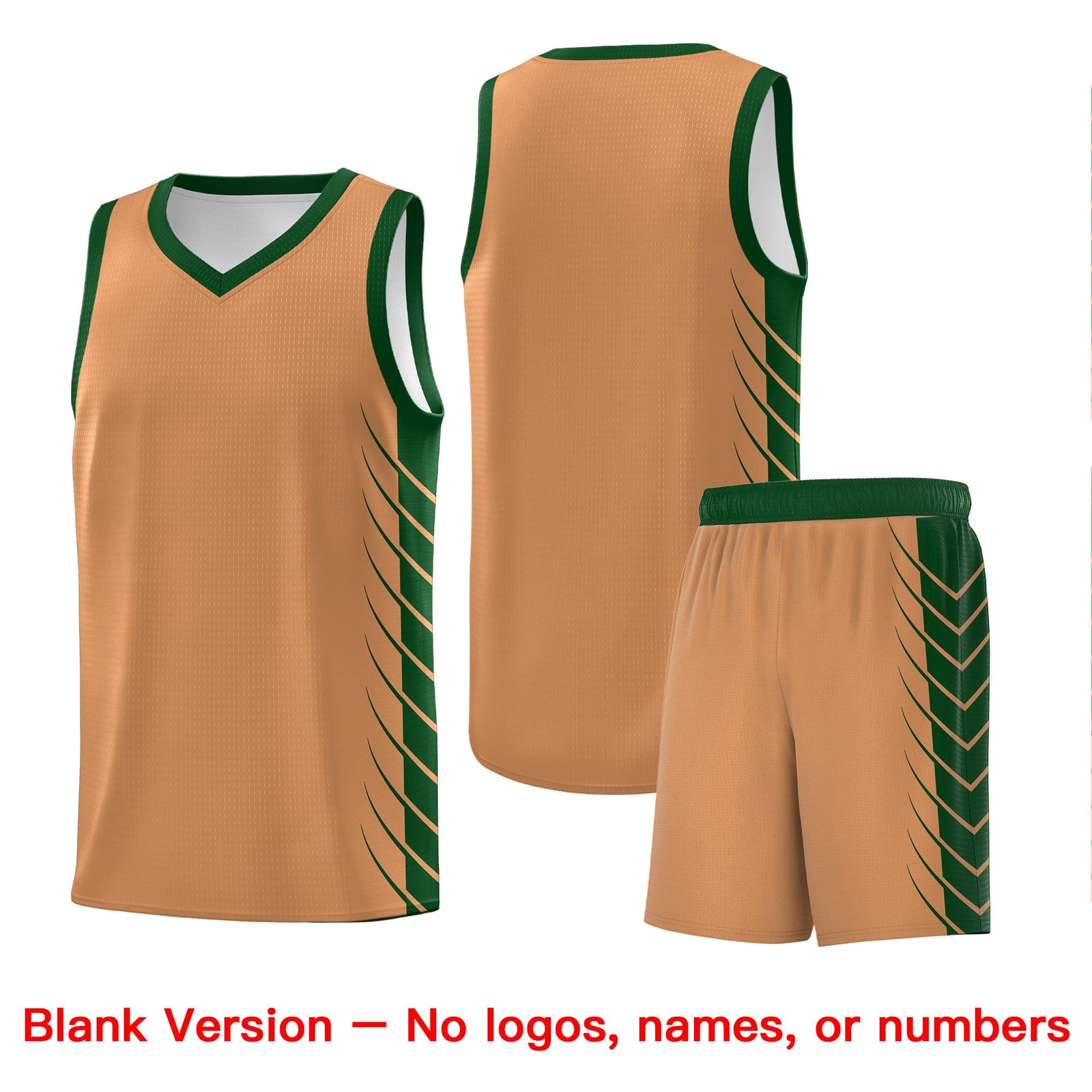 Custom Buckskin Brown Green Personalized Side Symmetrical Line Pattern Sports Uniform Basketball Jersey