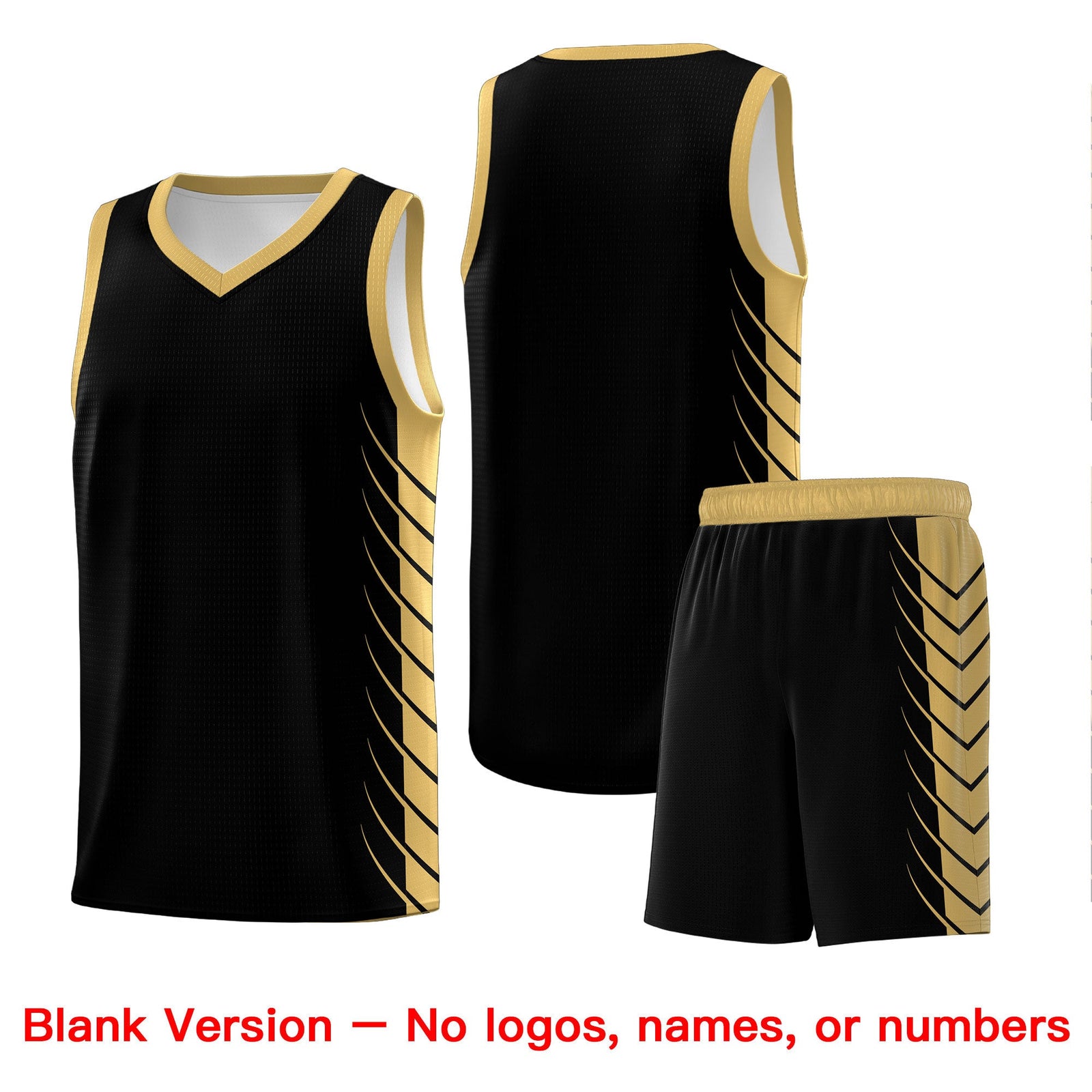 Custom Black Old Gold Personalized Side Symmetrical Line Pattern Sports Uniform Basketball Jersey