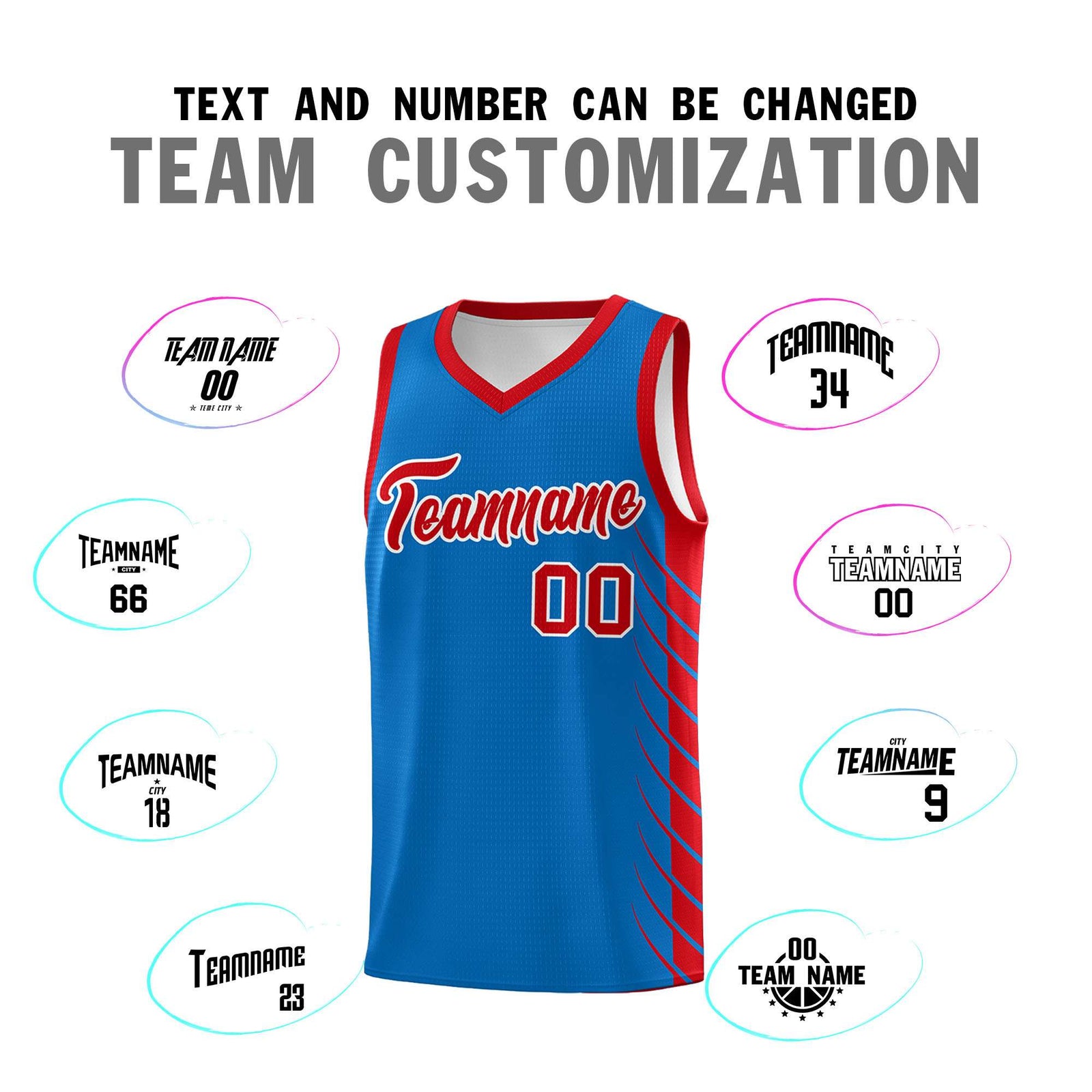Custom Royal Red Personalized Side Symmetrical Line Pattern Sports Uniform Basketball Jersey