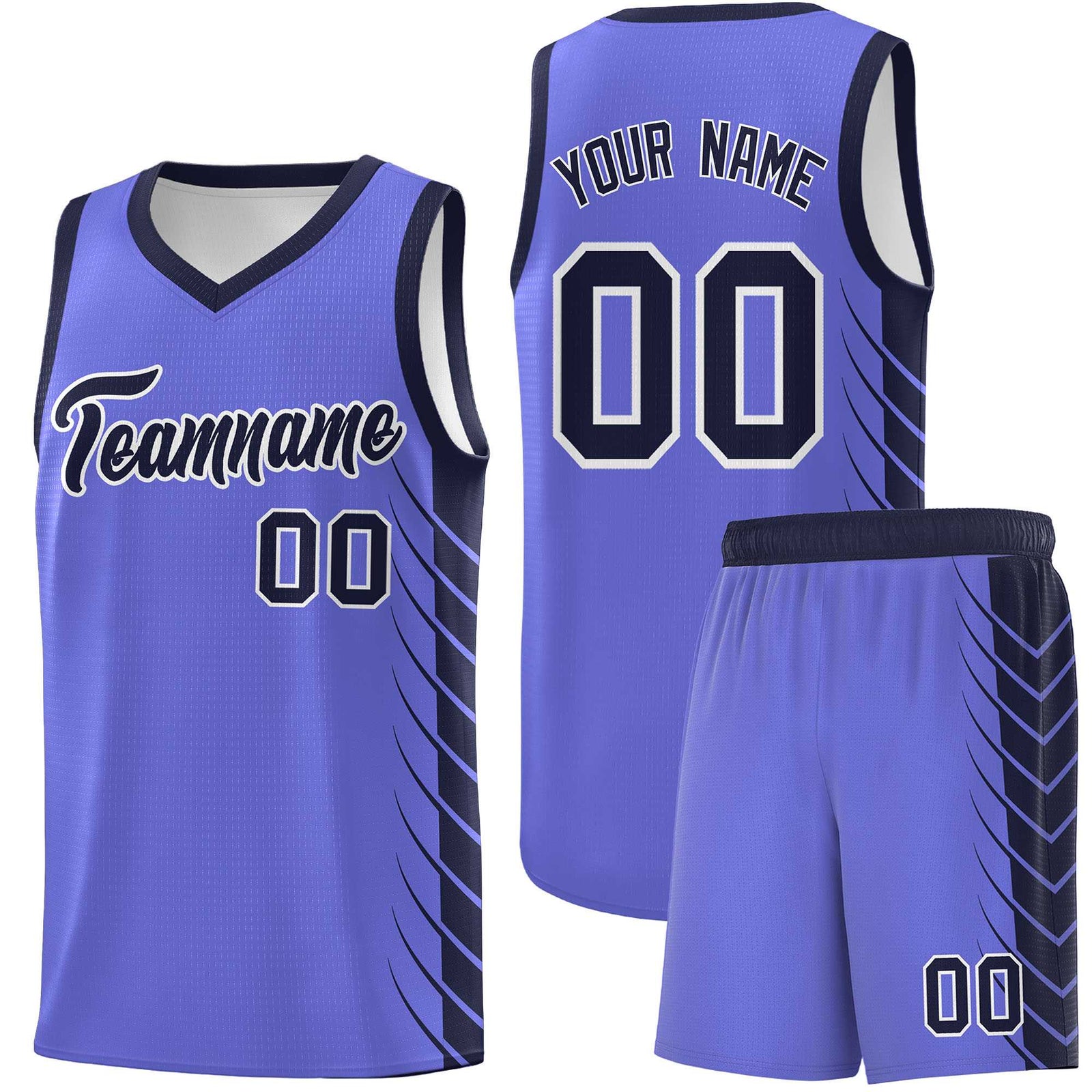 Custom Purple Navy Personalized Side Symmetrical Line Pattern Sports Uniform Basketball Jersey