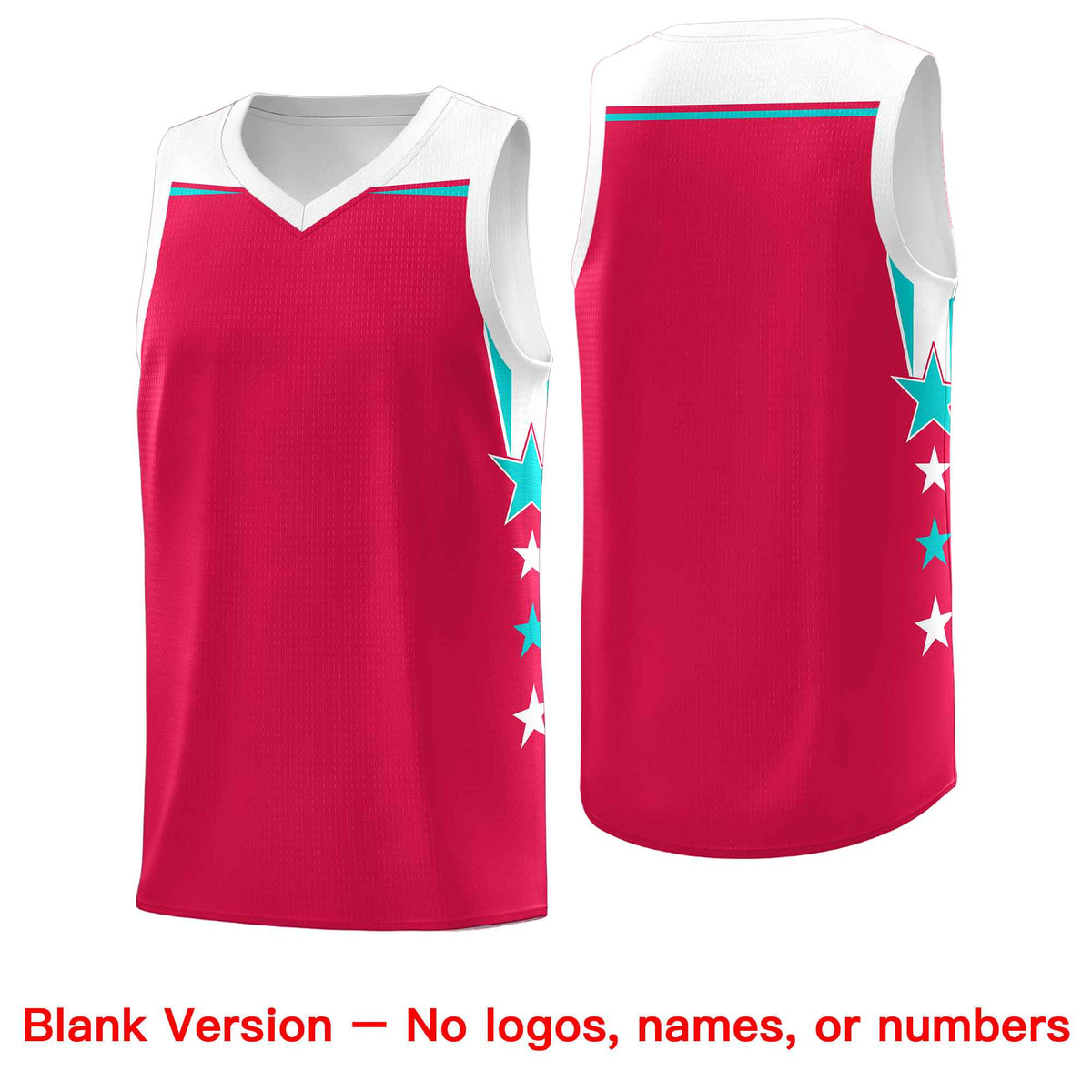 Custom Youth Basketball Uniform Red White Two Tone Side Star Add Name Number &amp; Logo