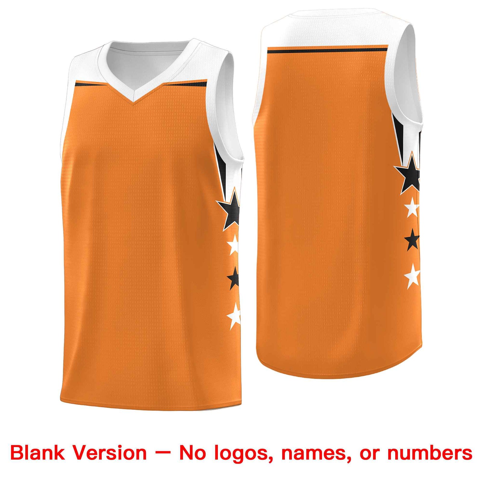 Custom Youth Basketball Uniform Gold Orange White Two Tone Side Star Add Name Number & Logo