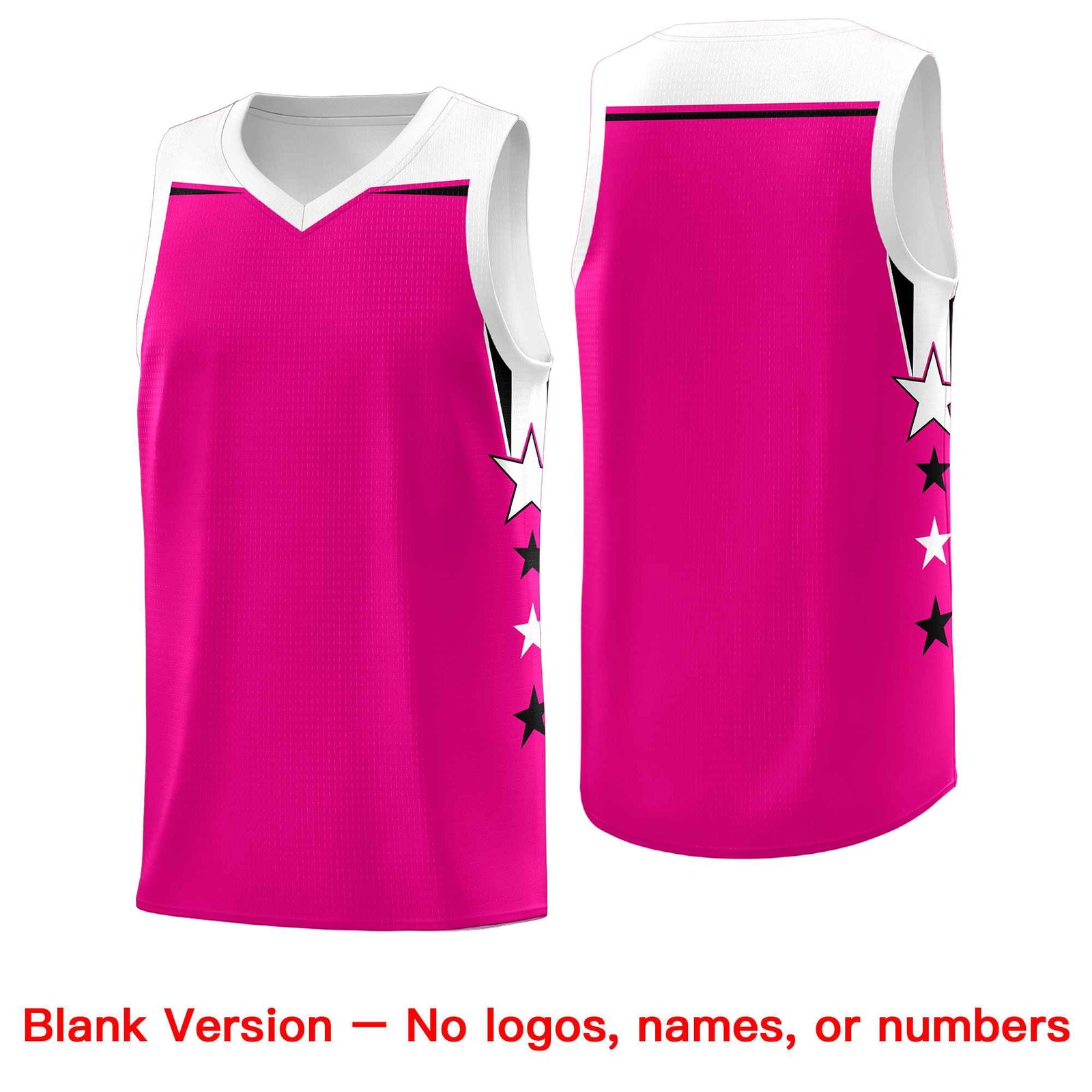 Custom Youth Basketball Uniform Pink White Two Tone Side Star Color Block Team Jersey