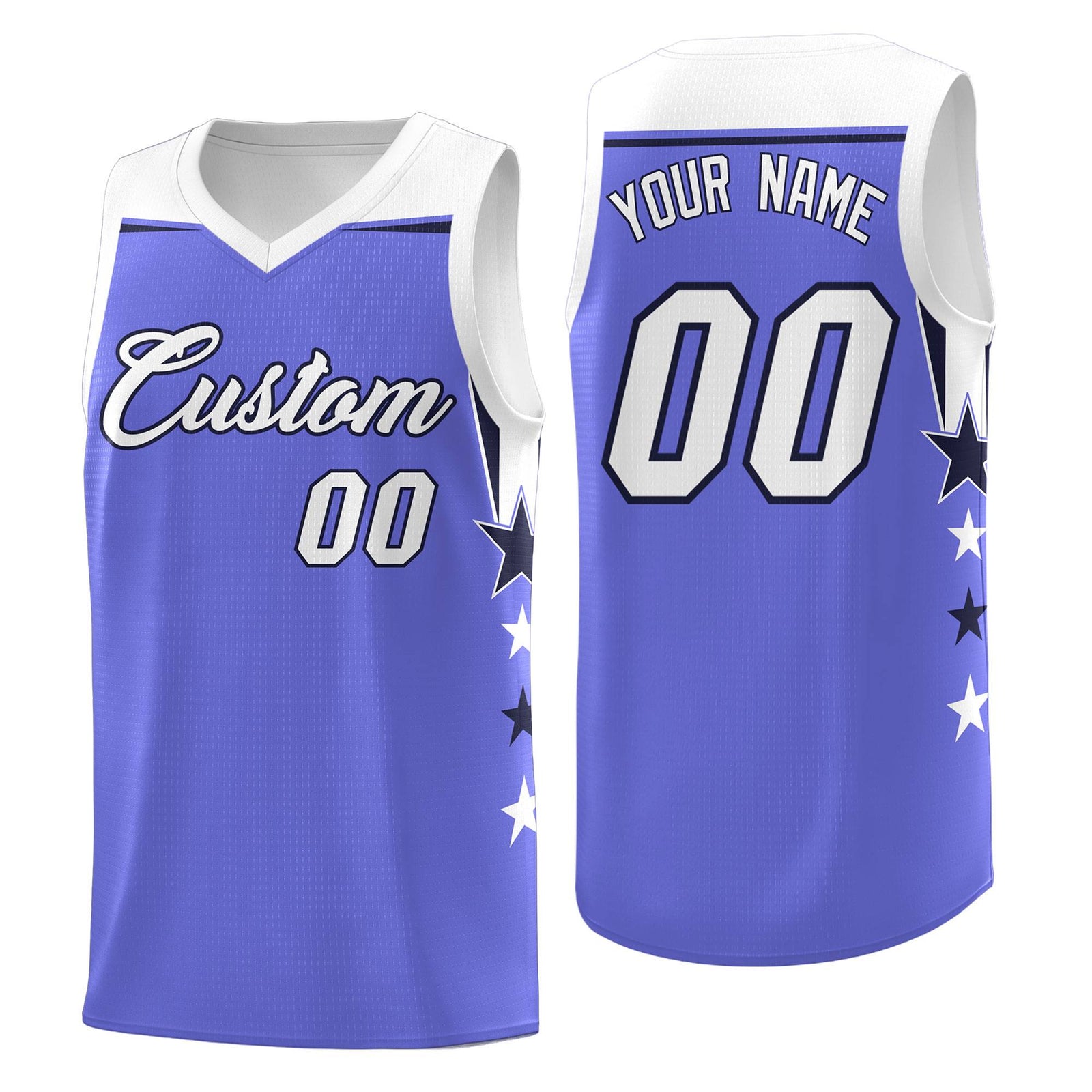 Custom Youth Basketball Uniform Purple White Two Tone Side Star Personalized Team Jersey