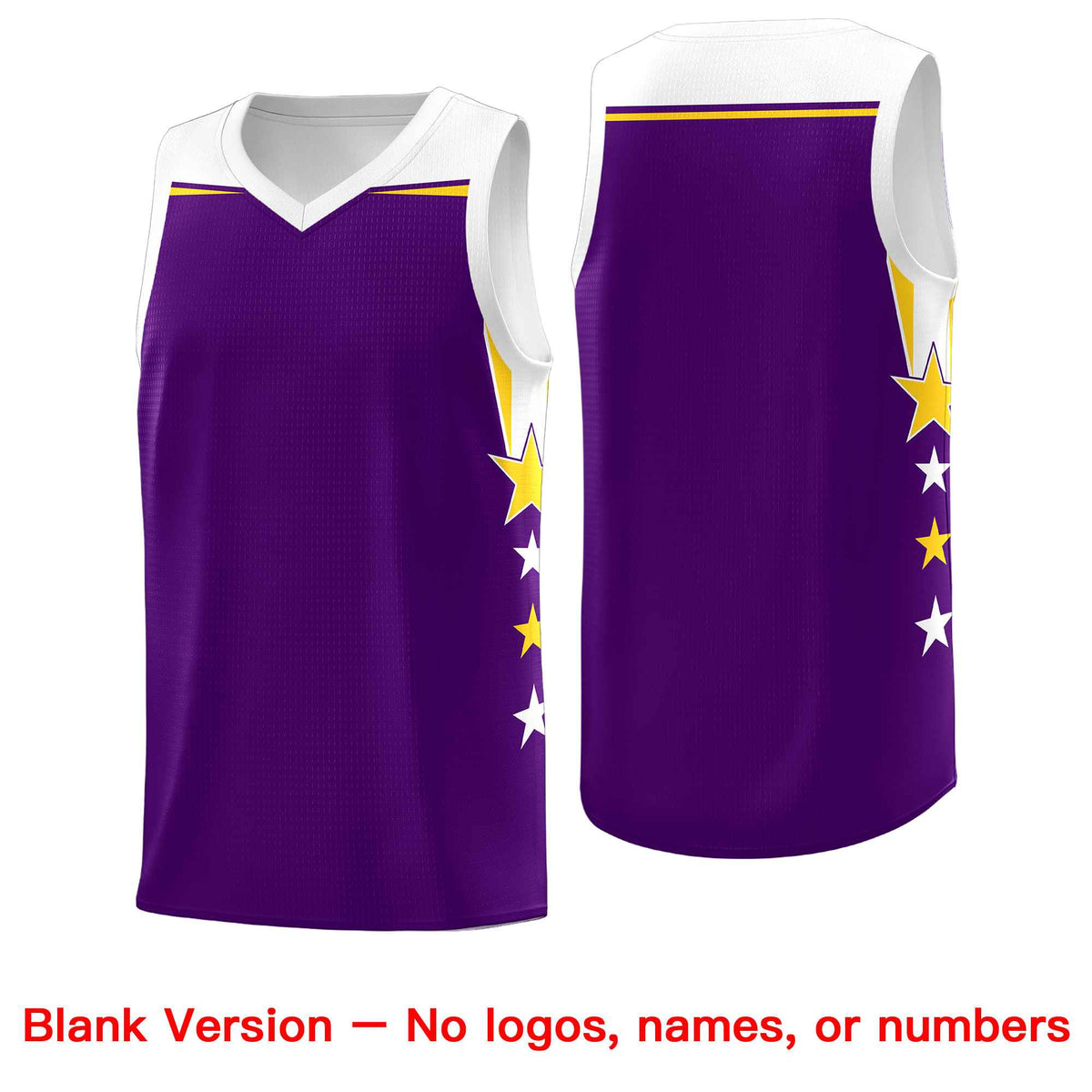Custom Youth Basketball Uniform Purple White Two Tone Side Star Add Name Number &amp; Logo