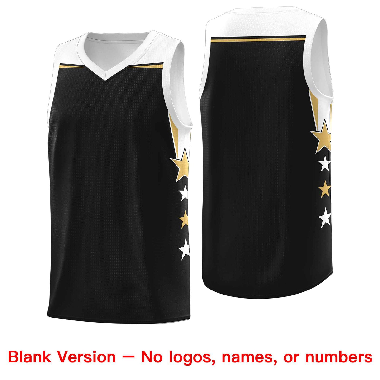 Custom Youth Basketball Uniform Black White Two Tone Side Star Personalized Team Jersey