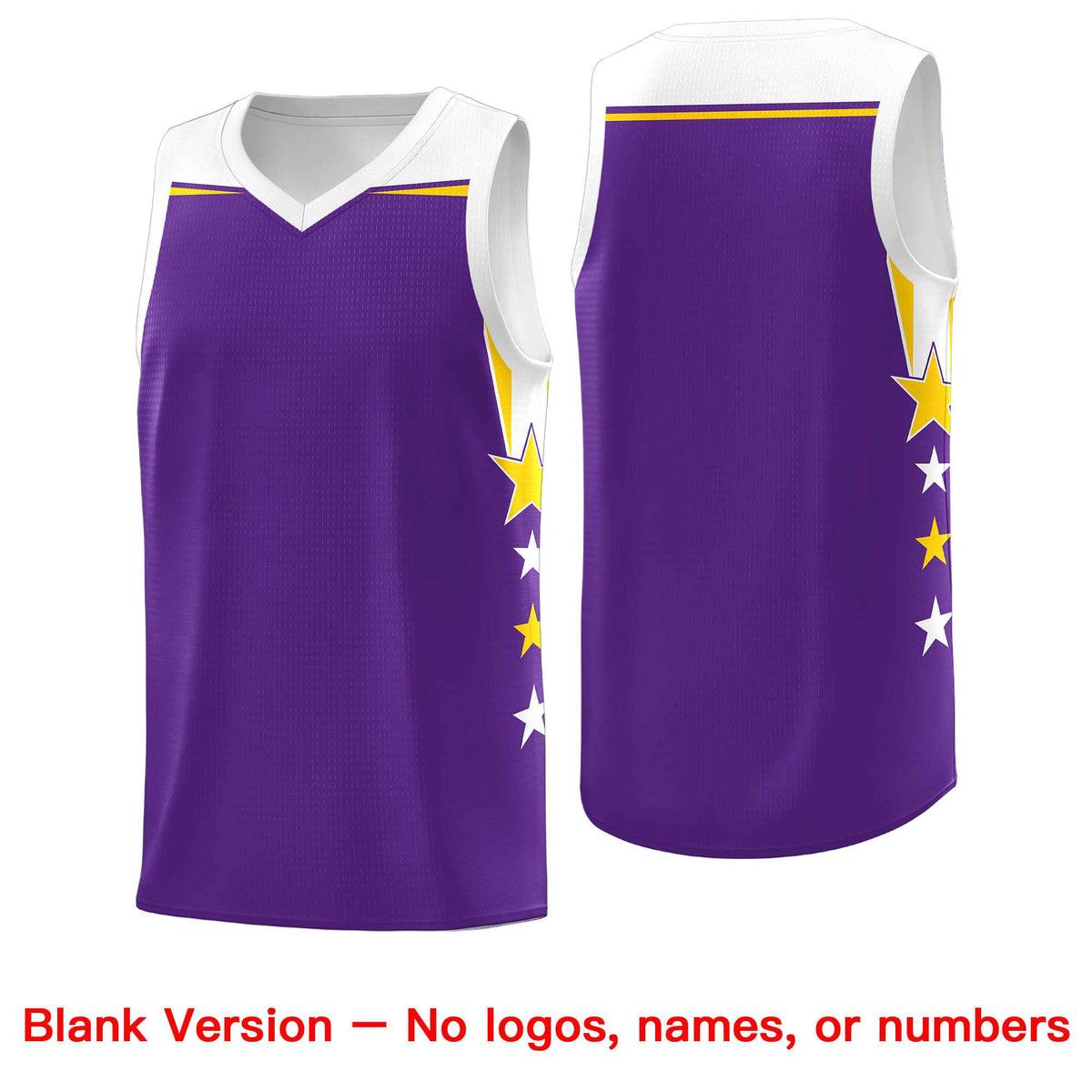 Custom Youth Basketball Uniform Purple White Two Tone Side Star Add Name Number &amp; Logo