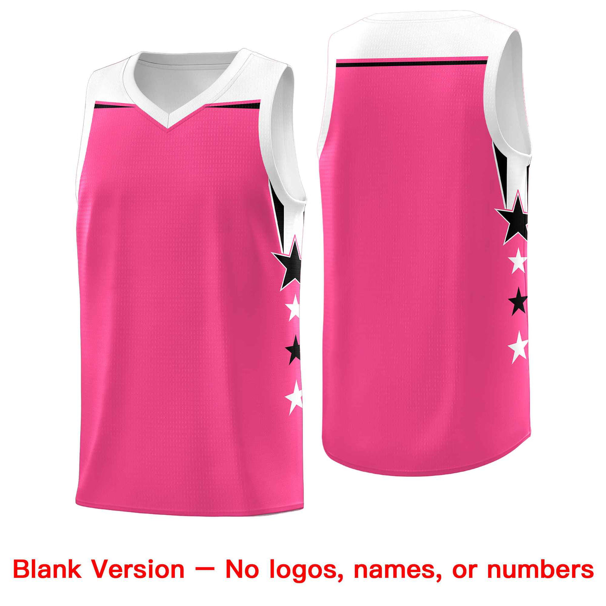 Custom Youth Basketball Uniform Pink White Two Tone Side Star Add Name Number &amp; Logo