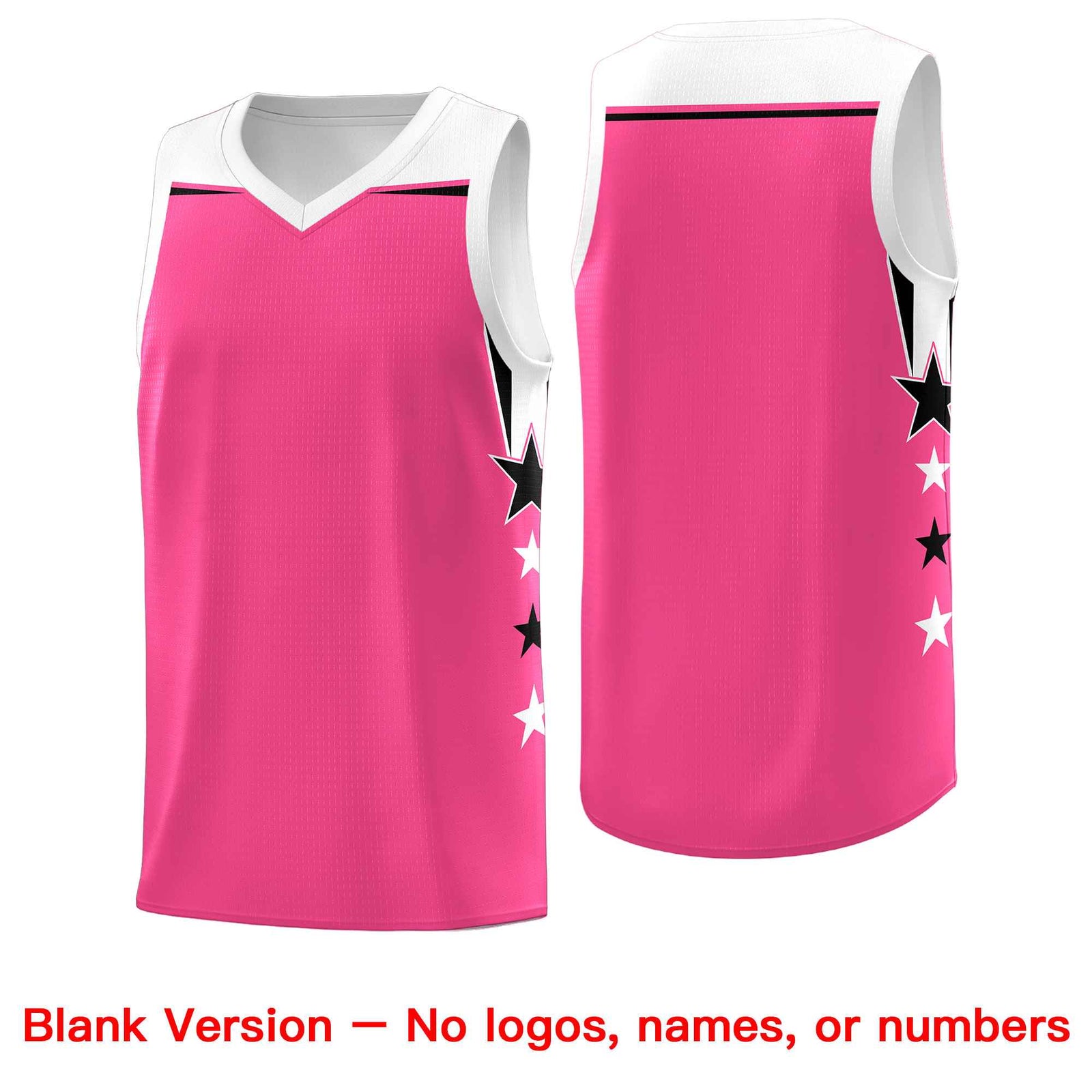Custom Youth Basketball Uniform Pink White Two Tone Side Star Add Name Number & Logo