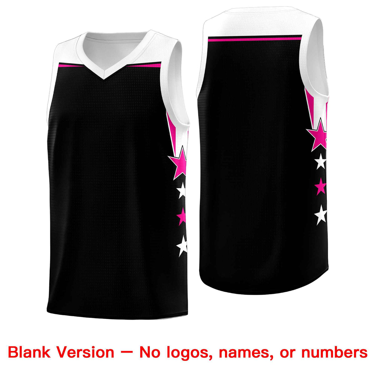 Custom Youth Basketball Uniform Black White Two Tone Side Star Personalized Team Jersey