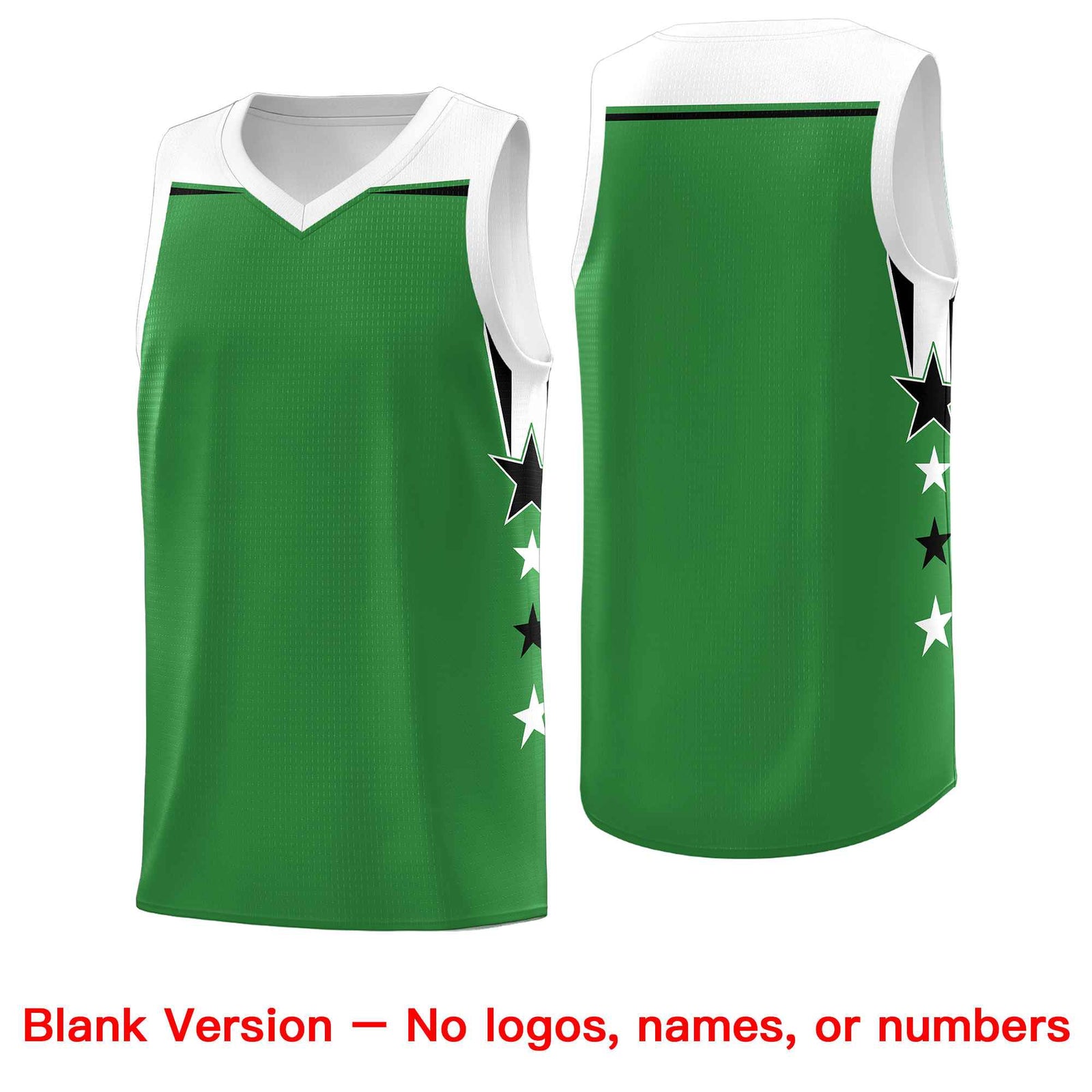 Custom Youth Basketball Uniform Kelly Green White Two Tone Side Star Add Name Number & Logo