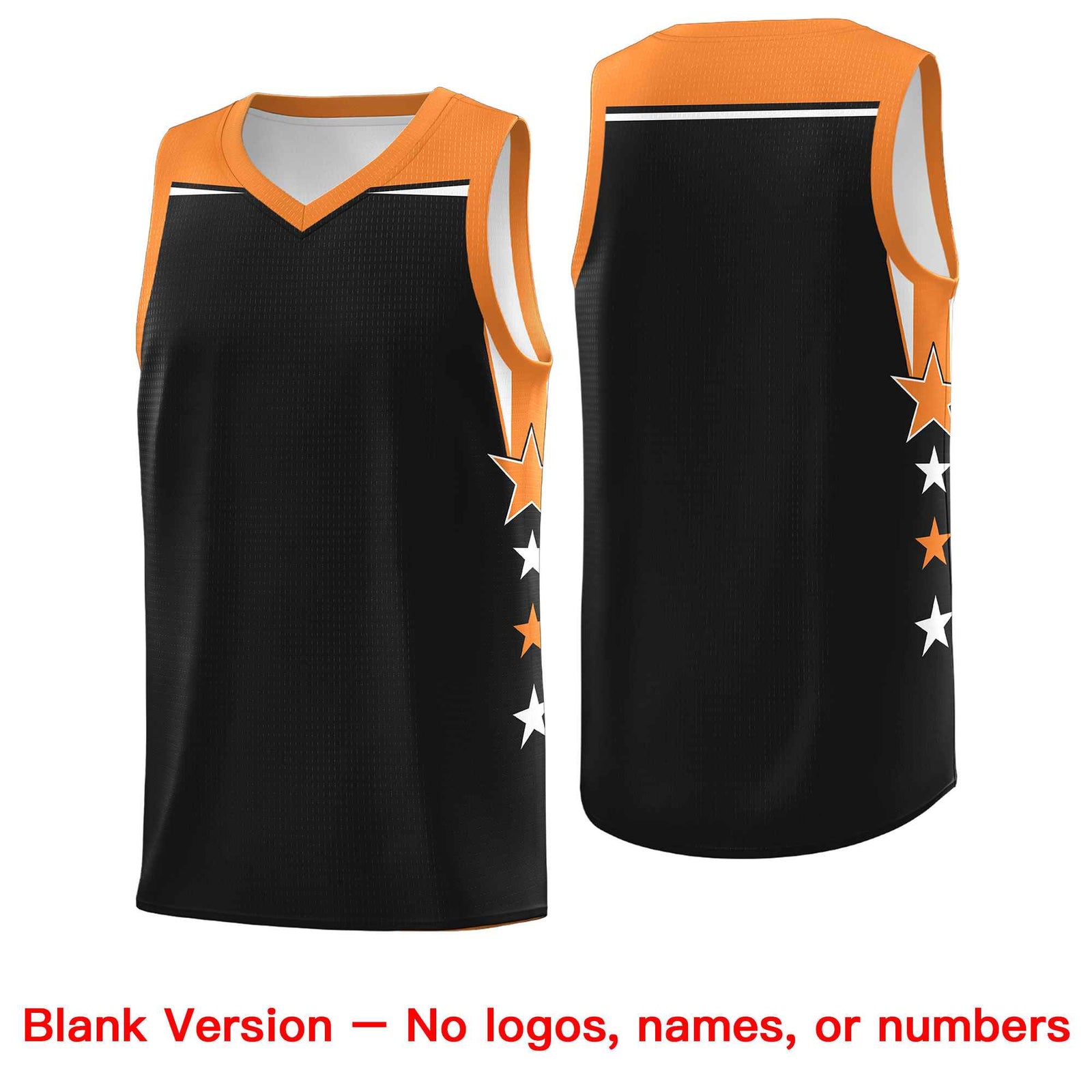 Custom Youth Basketball Uniform Black Gold Orange Two Tone Side Star Personalized Team Jersey
