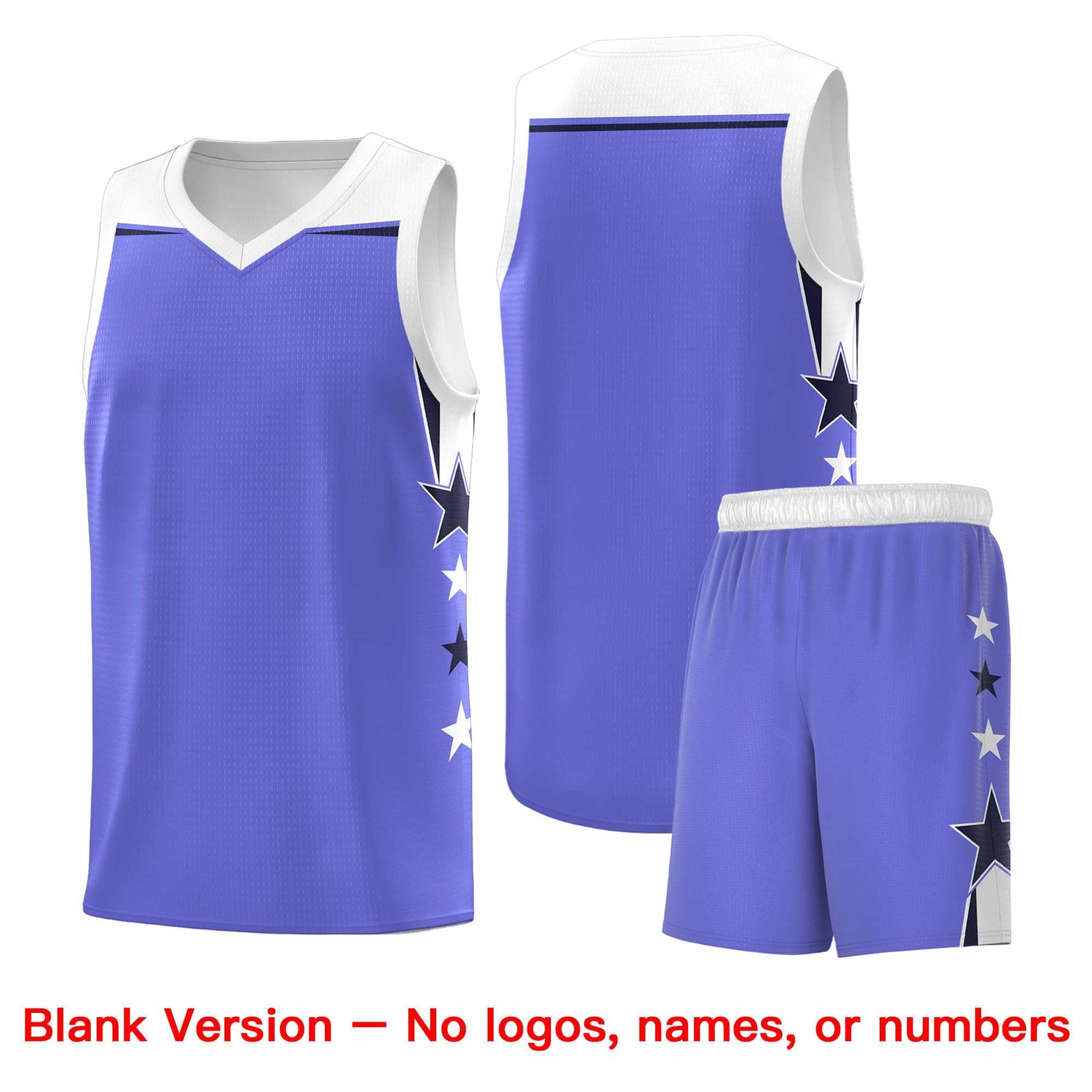 Custom Youth Basketball Uniform Purple White Two Tone Side Star Personalized Team Jersey