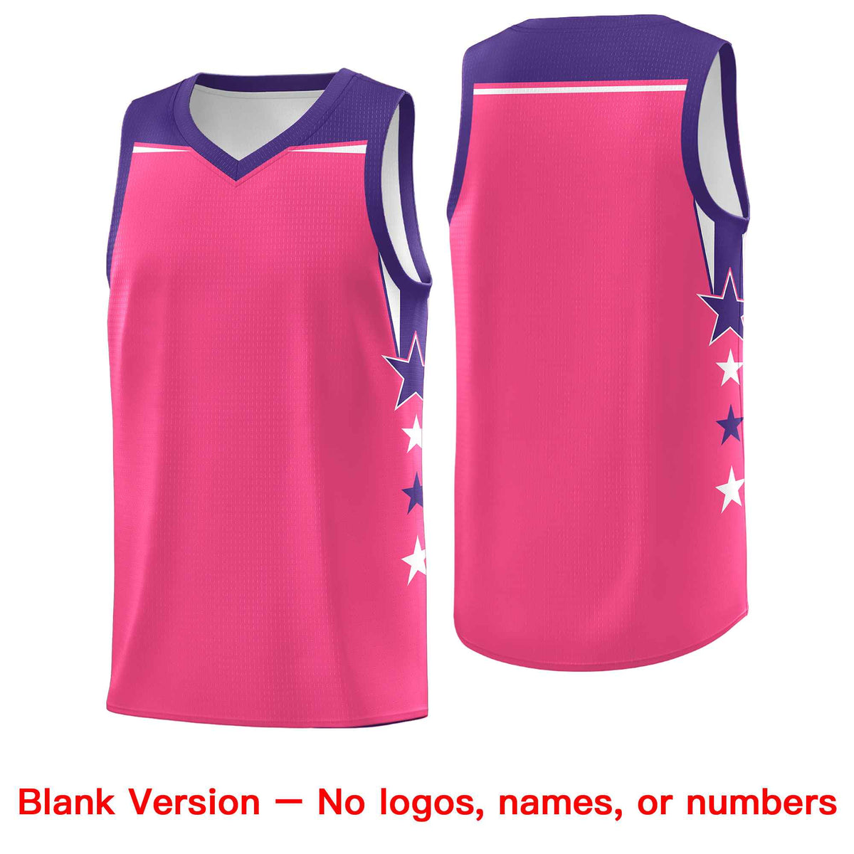 Custom Youth Basketball Uniform Pink Purple Two Tone Side Star Add Name Number &amp; Logo