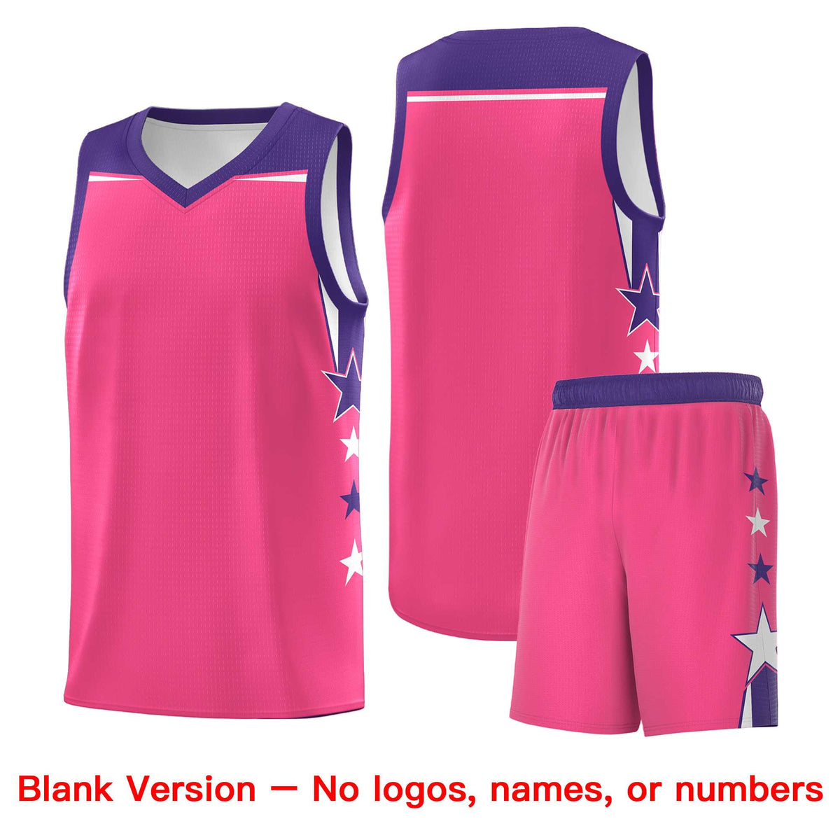 Custom Youth Basketball Uniform Pink Purple Two Tone Side Star Add Name Number &amp; Logo
