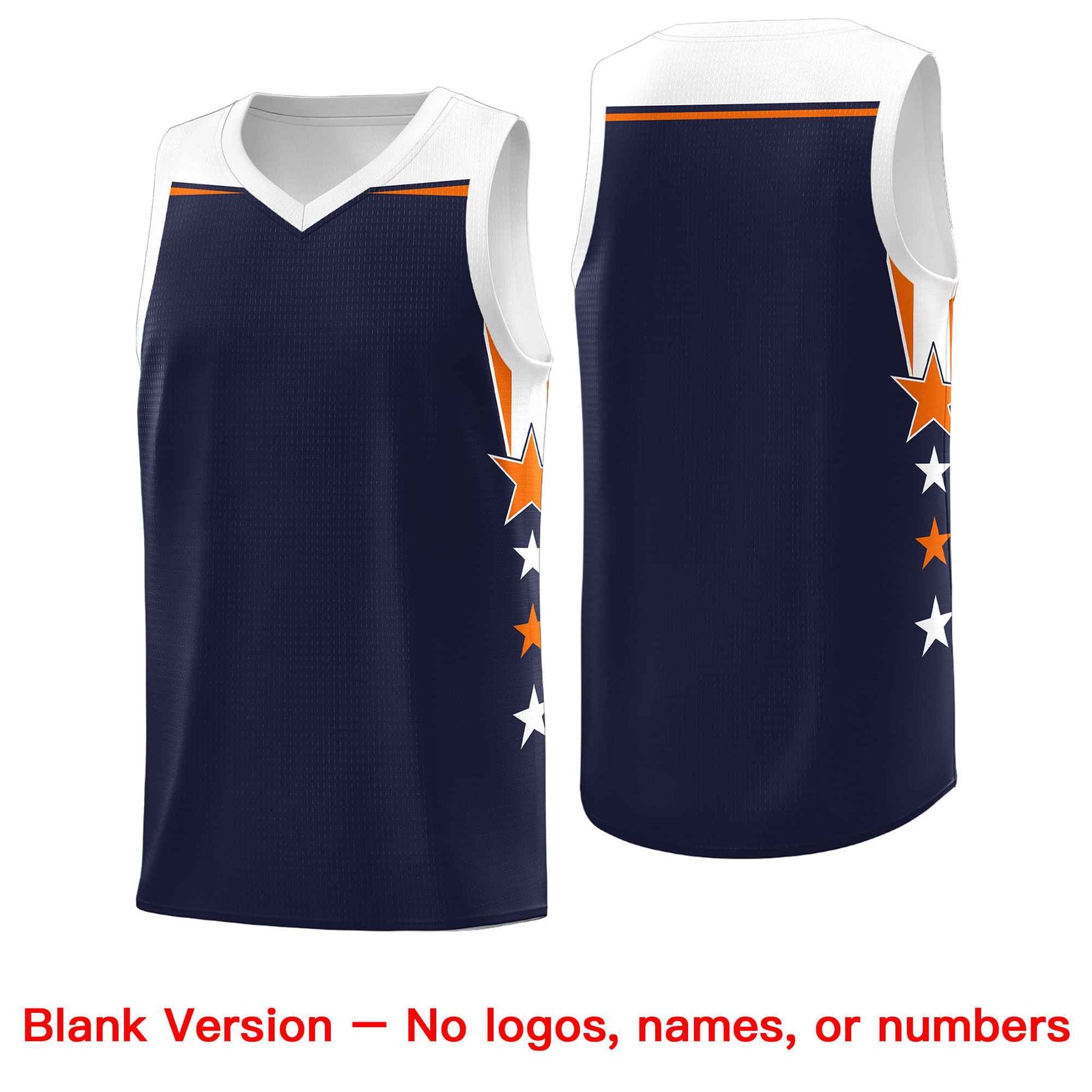 Custom Youth Basketball Uniform Navy White Two Tone Side Star Personalized Team Jersey