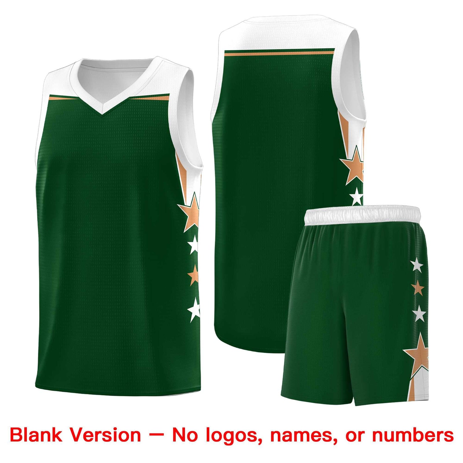 Custom Youth Basketball Uniform Green White Two Tone Side Star Personalized Team Jersey