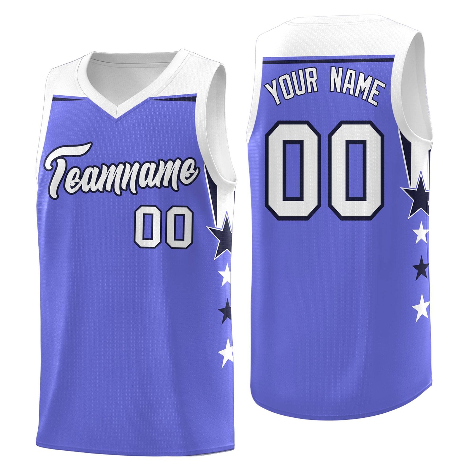 Custom Youth Basketball Uniform Purple White Two Tone Side Star Personalized Team Jersey