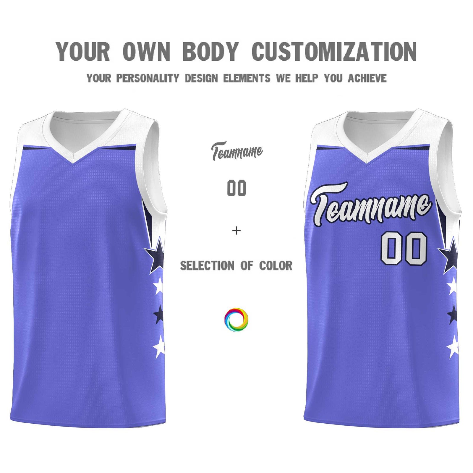 Custom Youth Basketball Uniform Purple White Two Tone Side Star Personalized Team Jersey