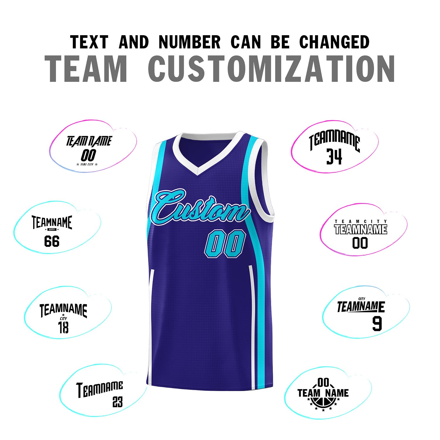 Custom Royal Sky Blue-White Ribbon Pattern Basketball Kits