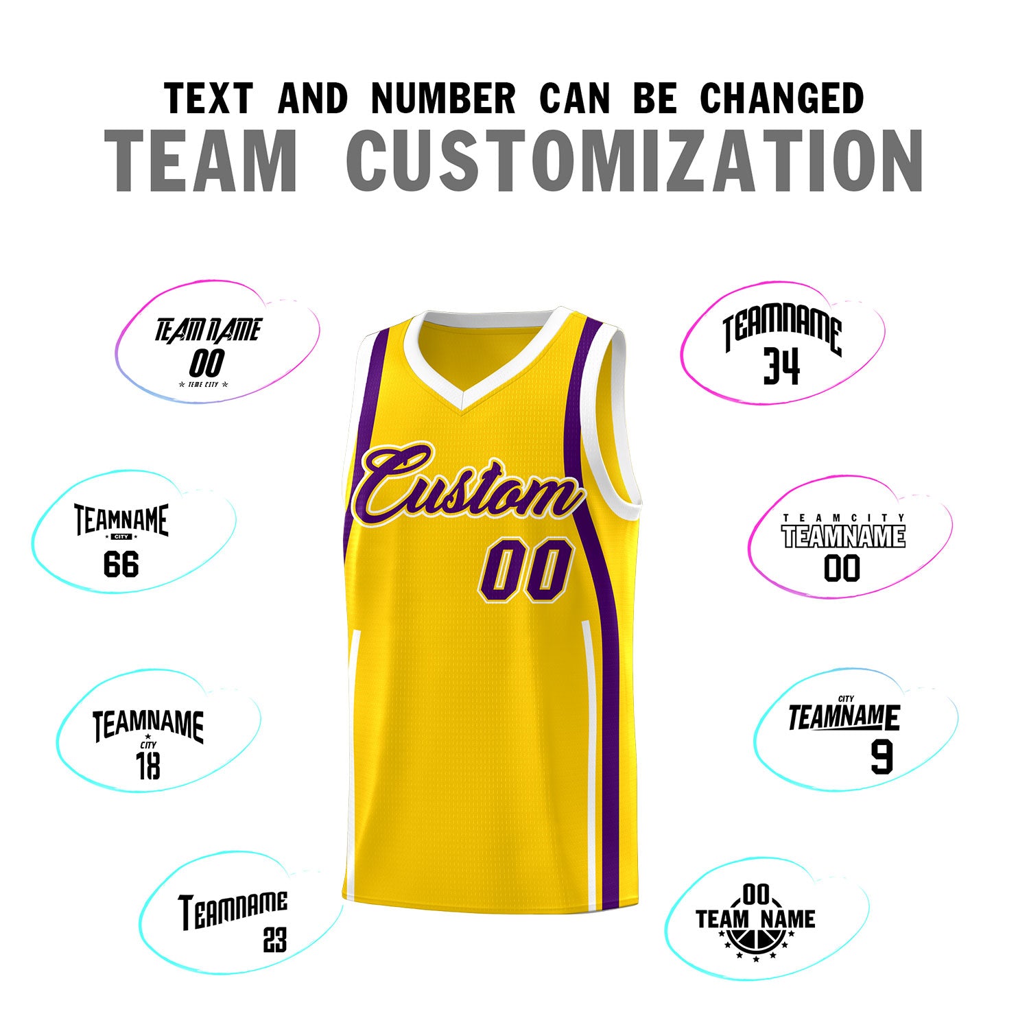 Custom Gold Purple-White Ribbon Pattern Basketball Kits