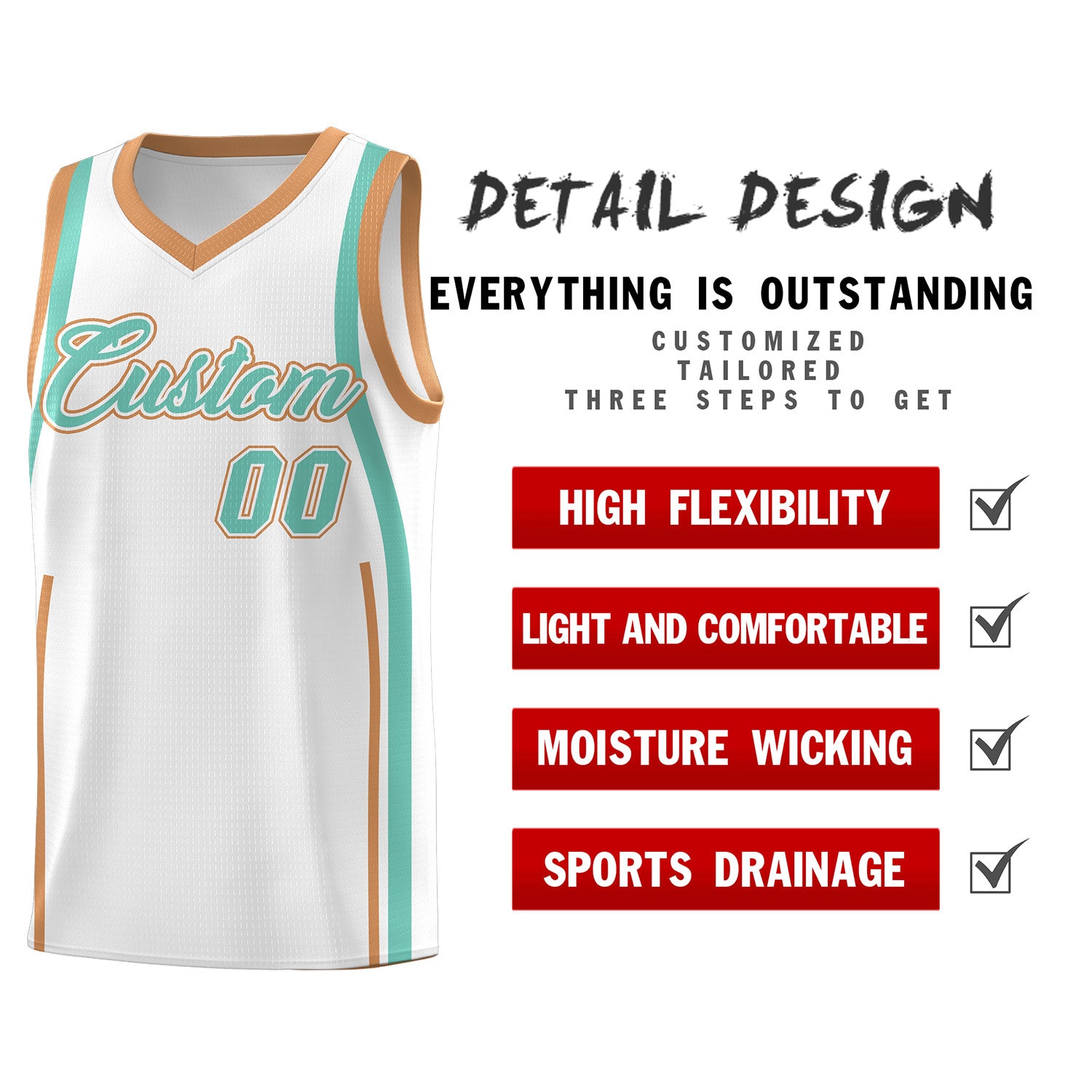 Custom White Bright Green-Buckskin Brown Ribbon Pattern Basketball Kits
