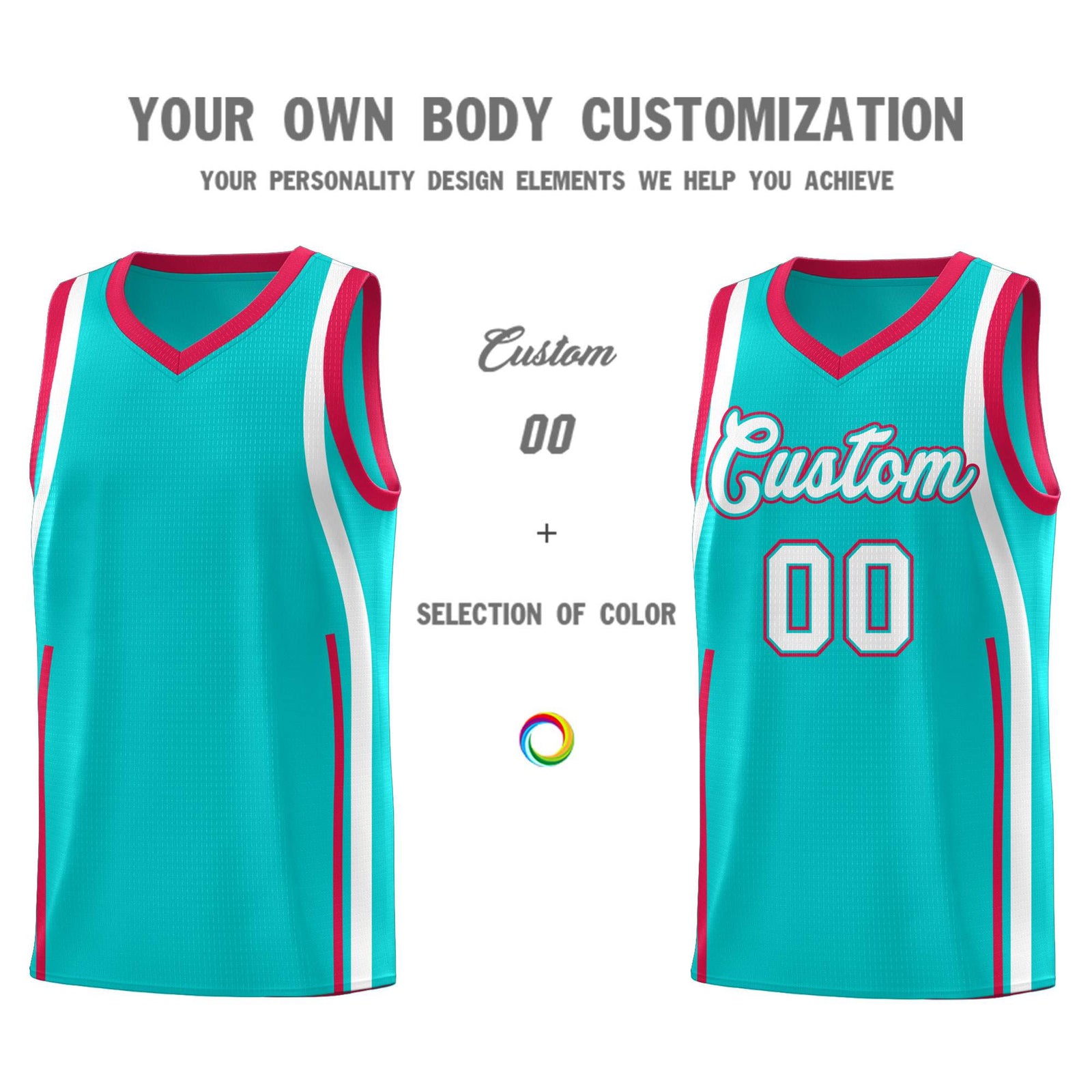 Custom Aqua Red AND White Basketball Jersey