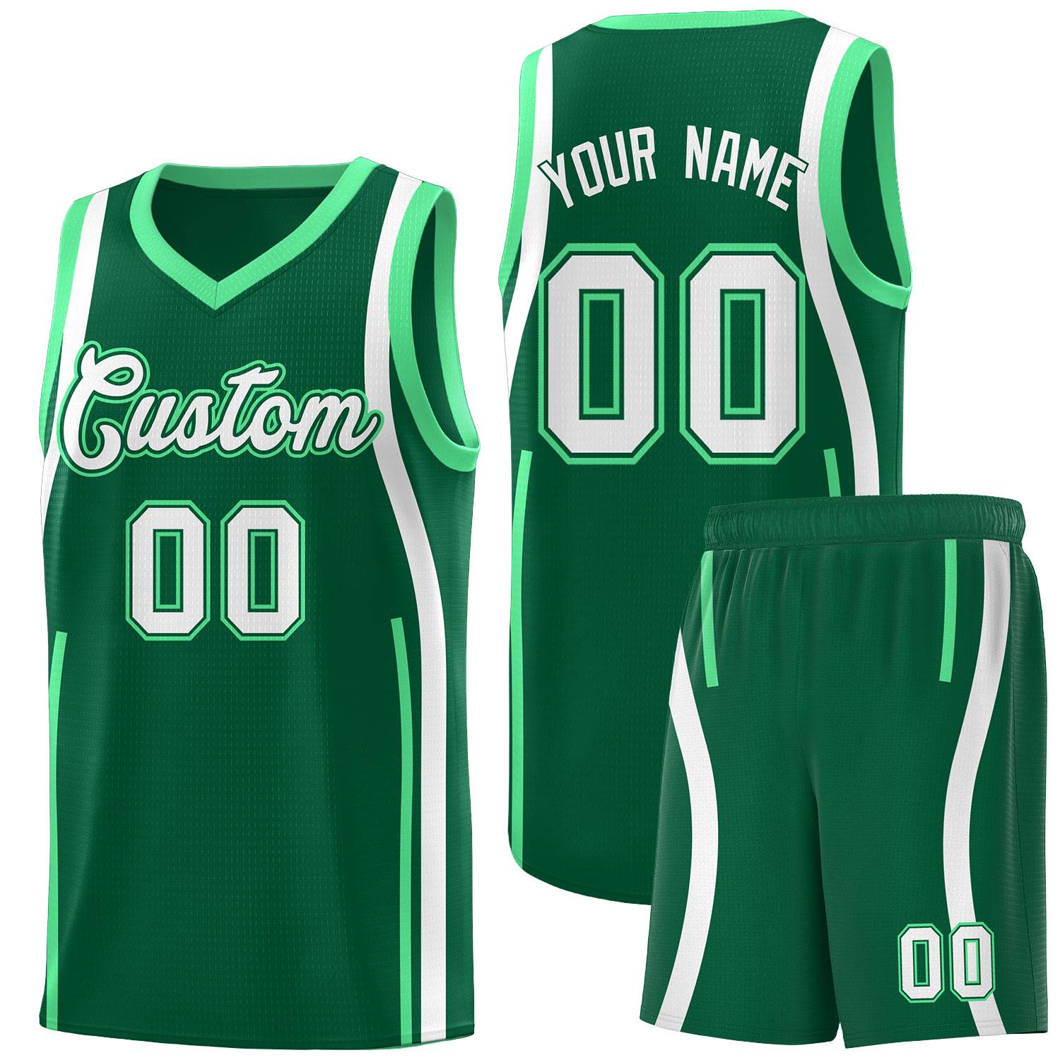 Custom Kelly Green Green AND White Basketball Jersey