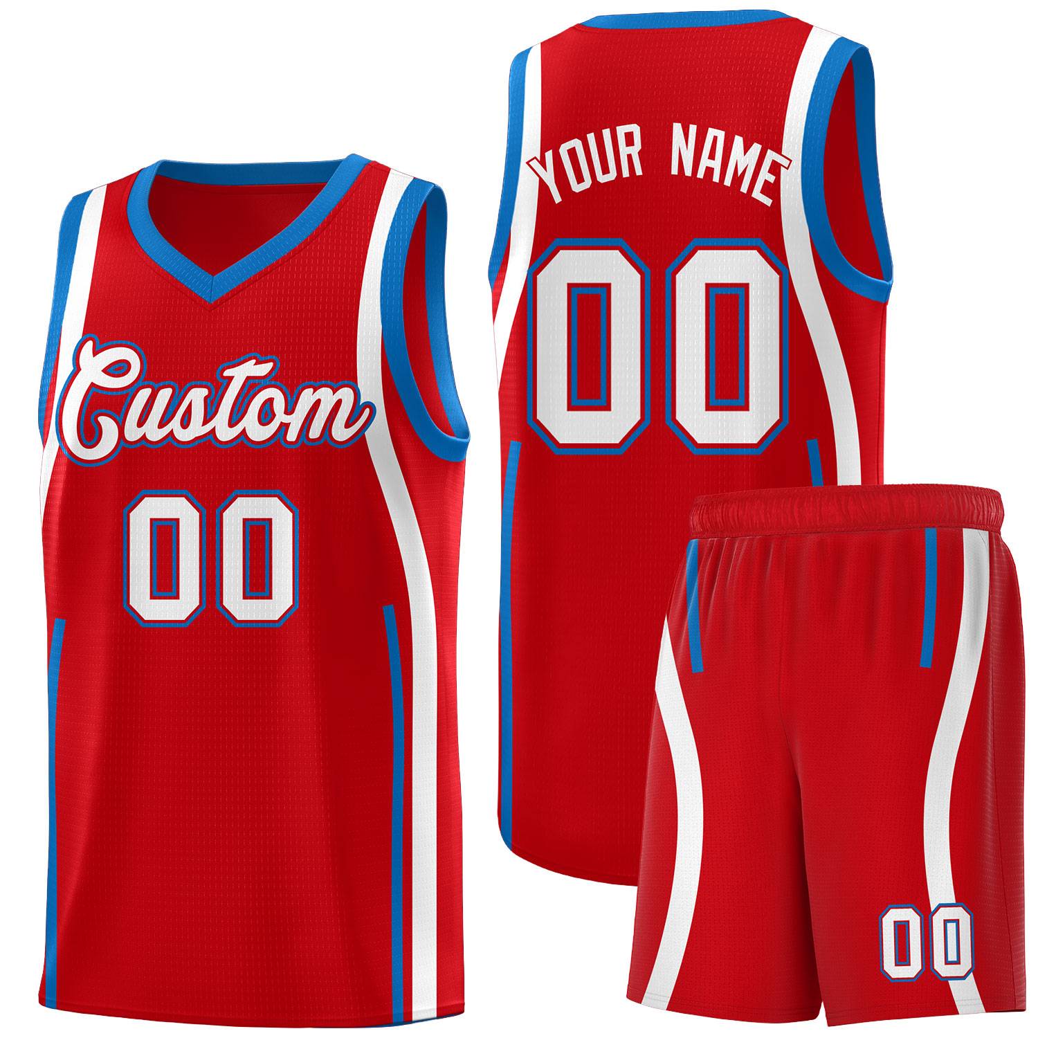 Custom Red Royal AND White Basketball Jersey