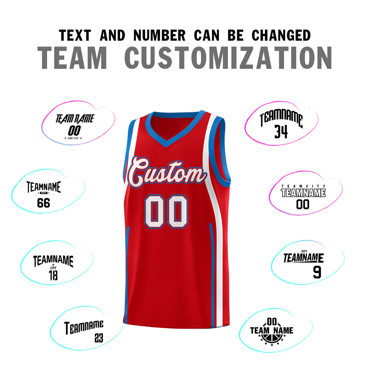 Custom Red Royal AND White Basketball Jersey