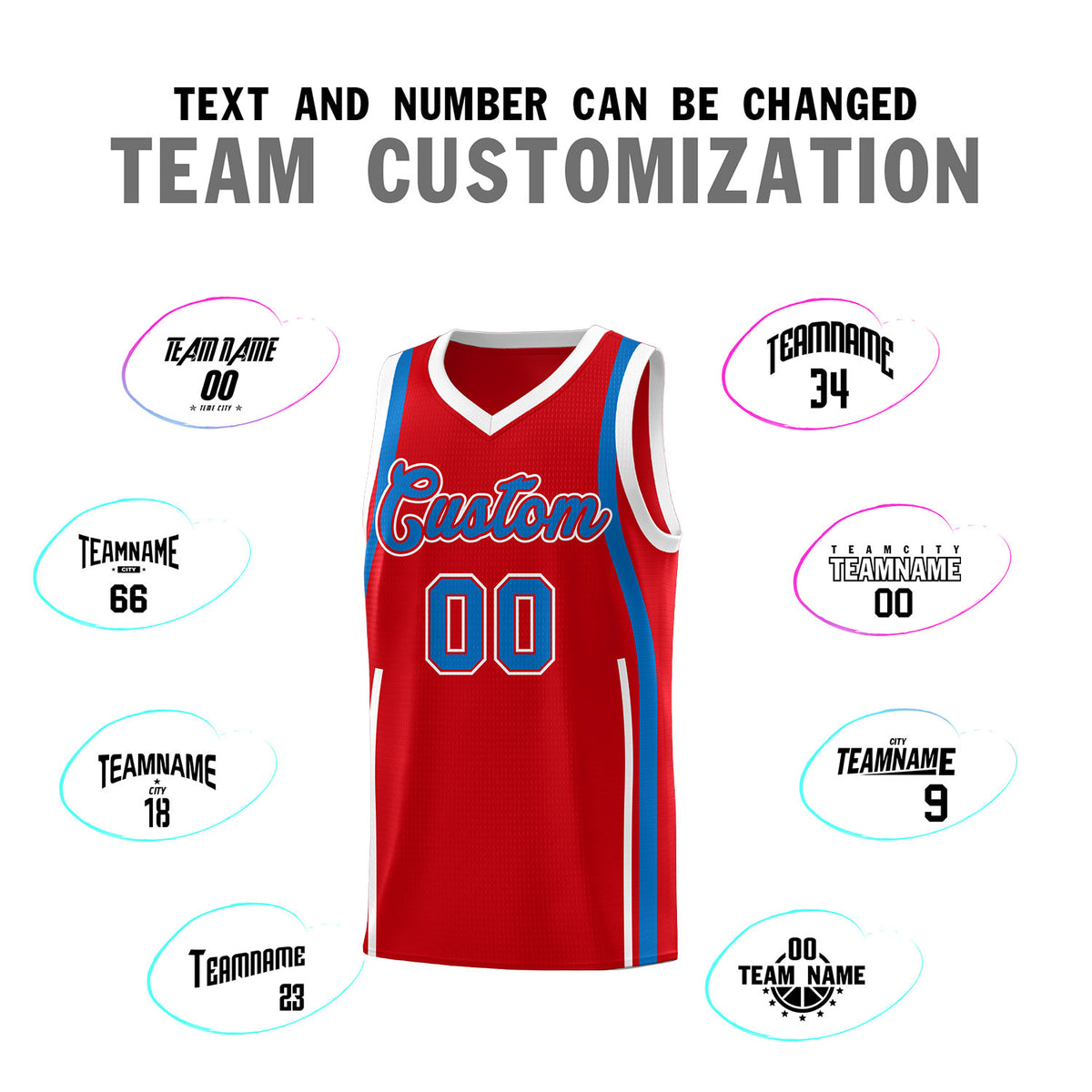 Custom Red Royal AND White Basketball Jersey