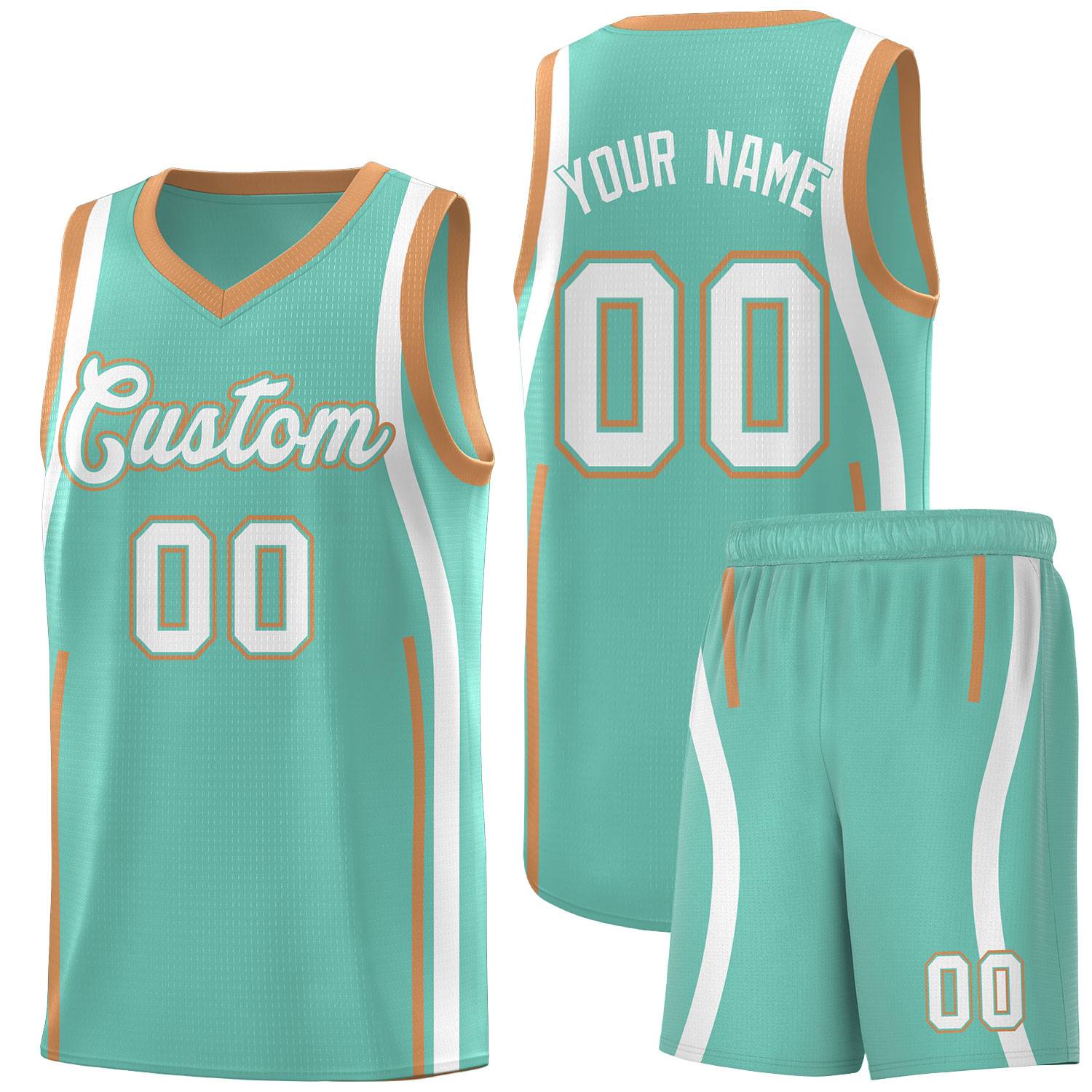 Custom Bright Green Buckskin Brown AND White Basketball Jersey