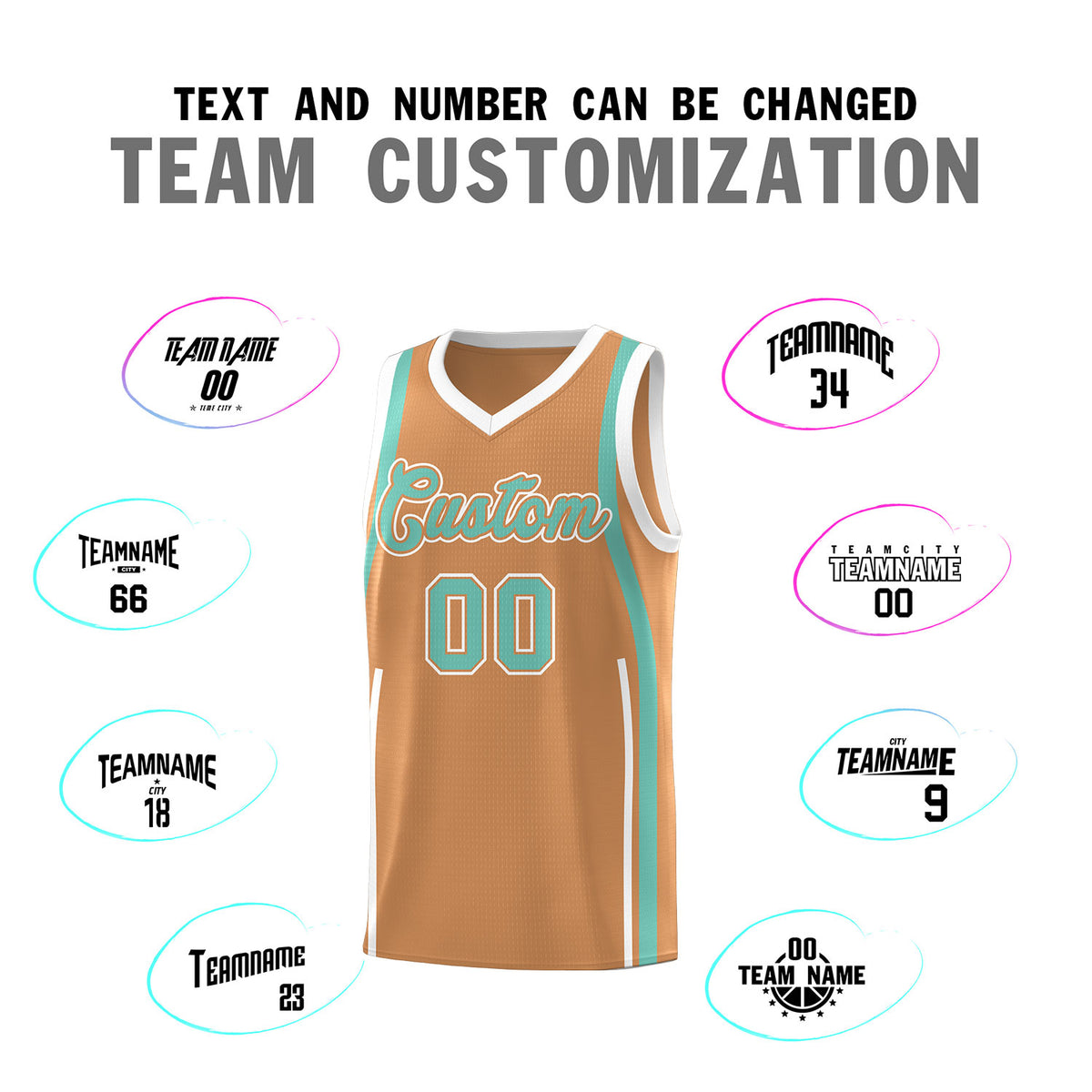 Custom Buckskin Brown Bright Green AND White Basketball Jersey