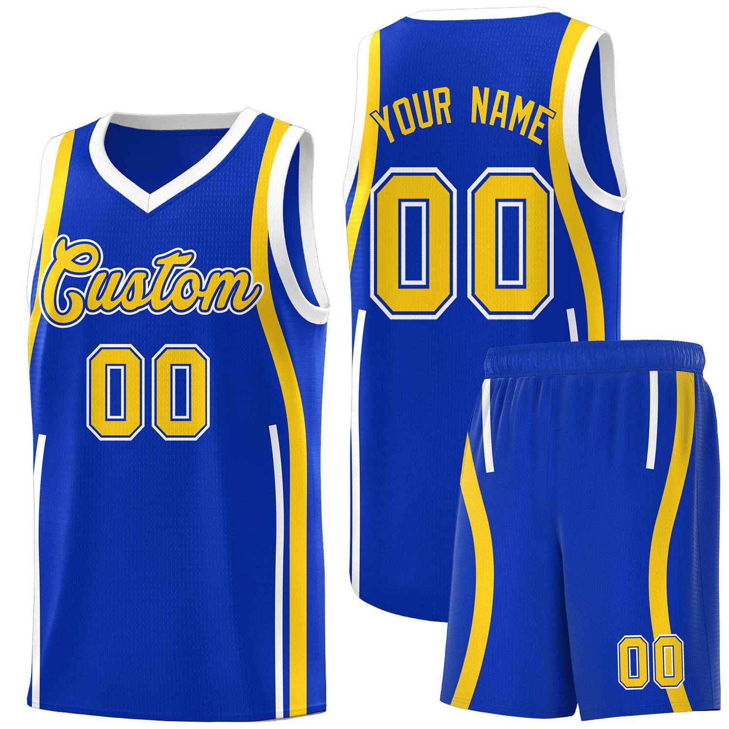 Custom Royal Gold AND White Basketball Jersey