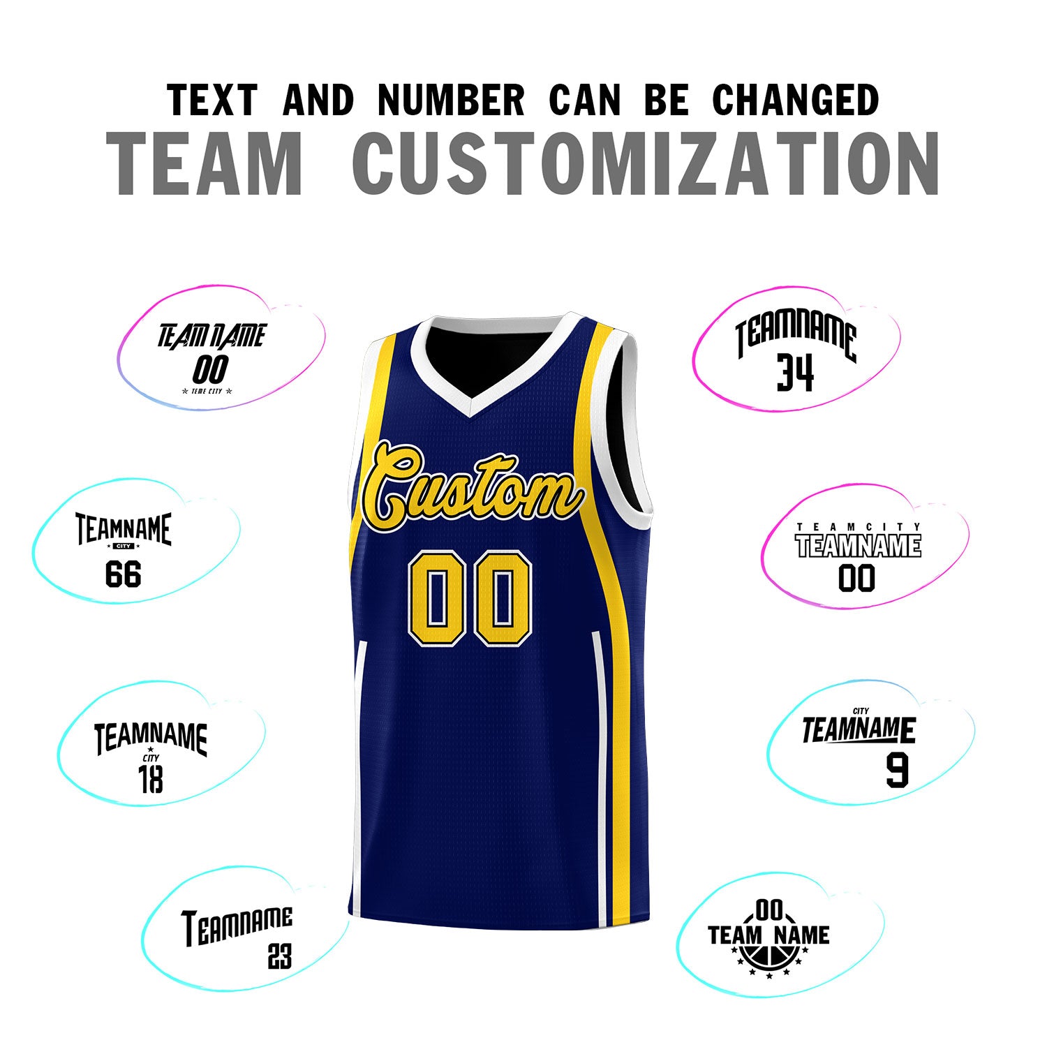 Custom Navy Gold AND White Basketball Jersey