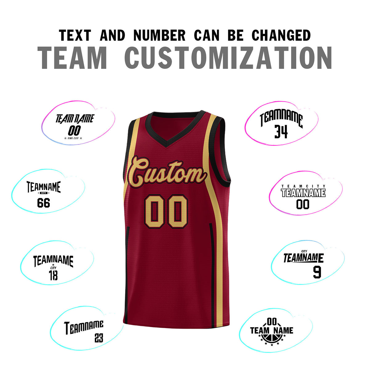 Custom Crimson Old Gold AND Black Basketball Jersey