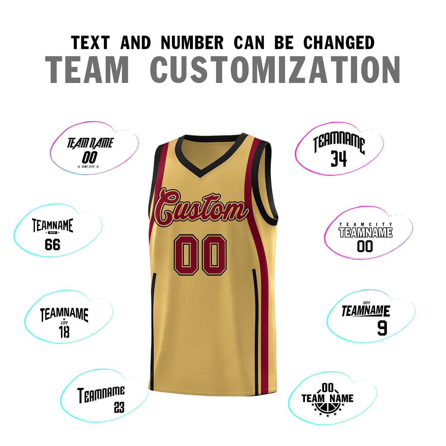 Custom Old Gold Crimson AND Black Basketball Jersey